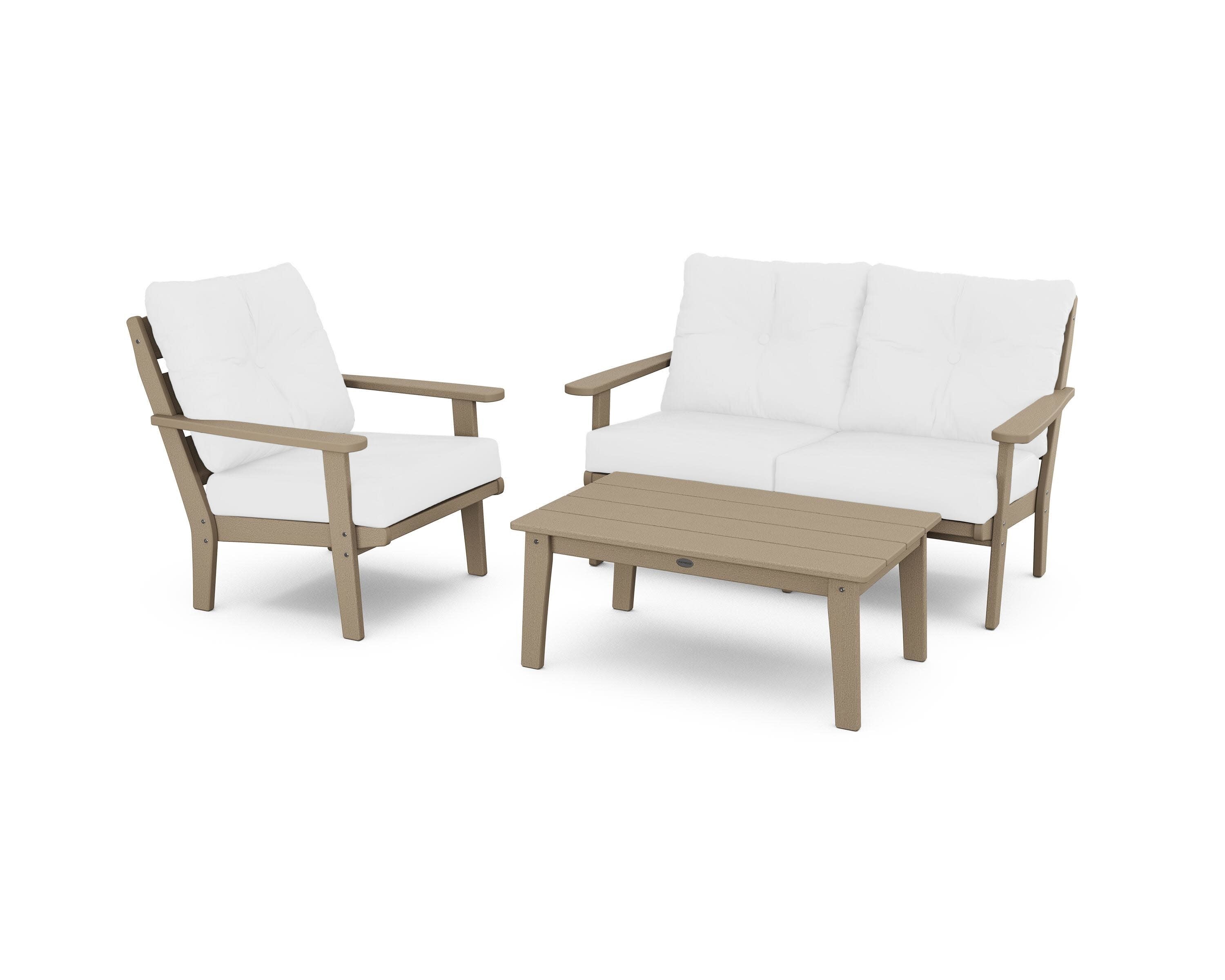 Lakeside 3-Piece Deep Seating Set in Vintage Sahara / Natural