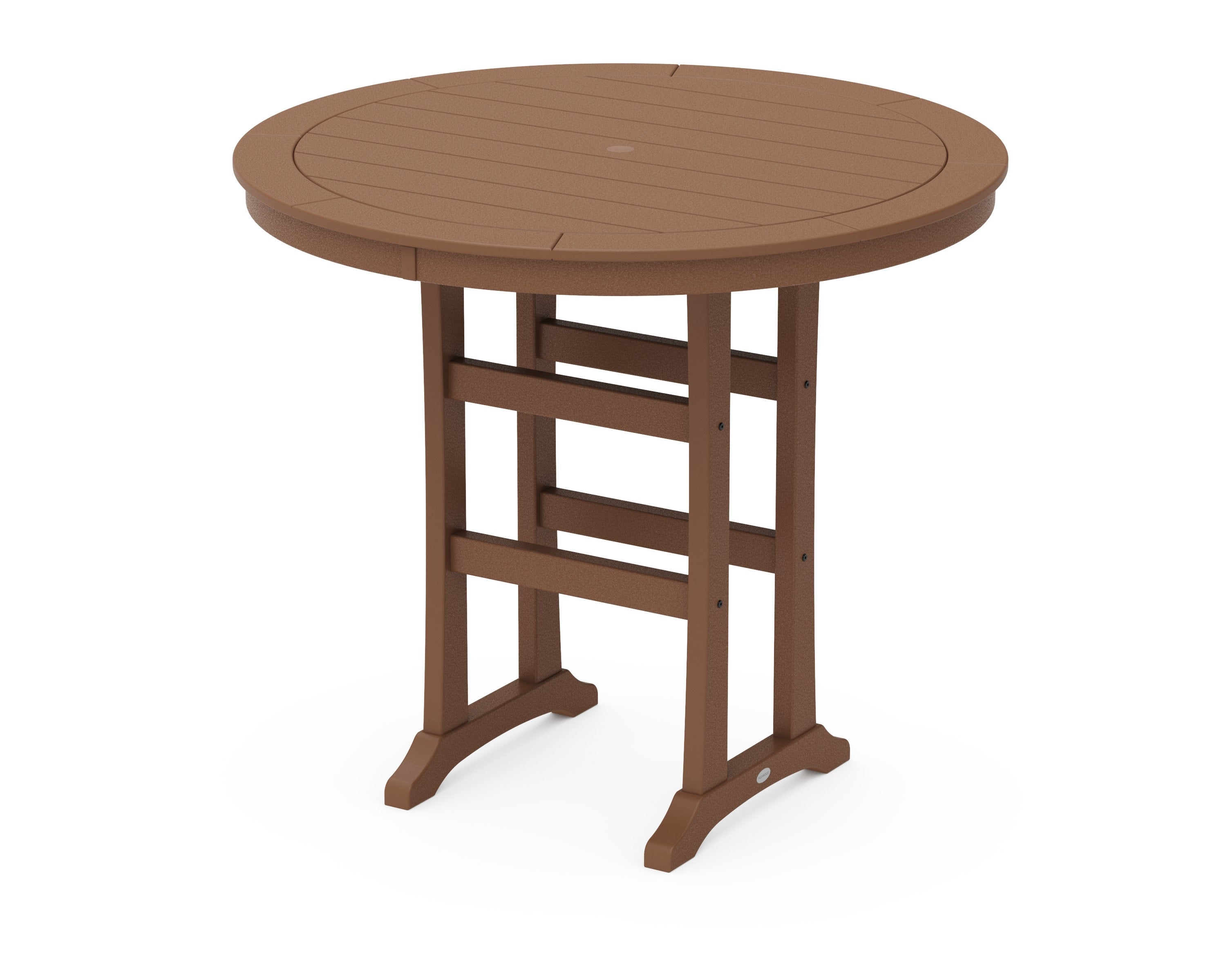 Nautical Trestle 48" Round Bar Table in Teak