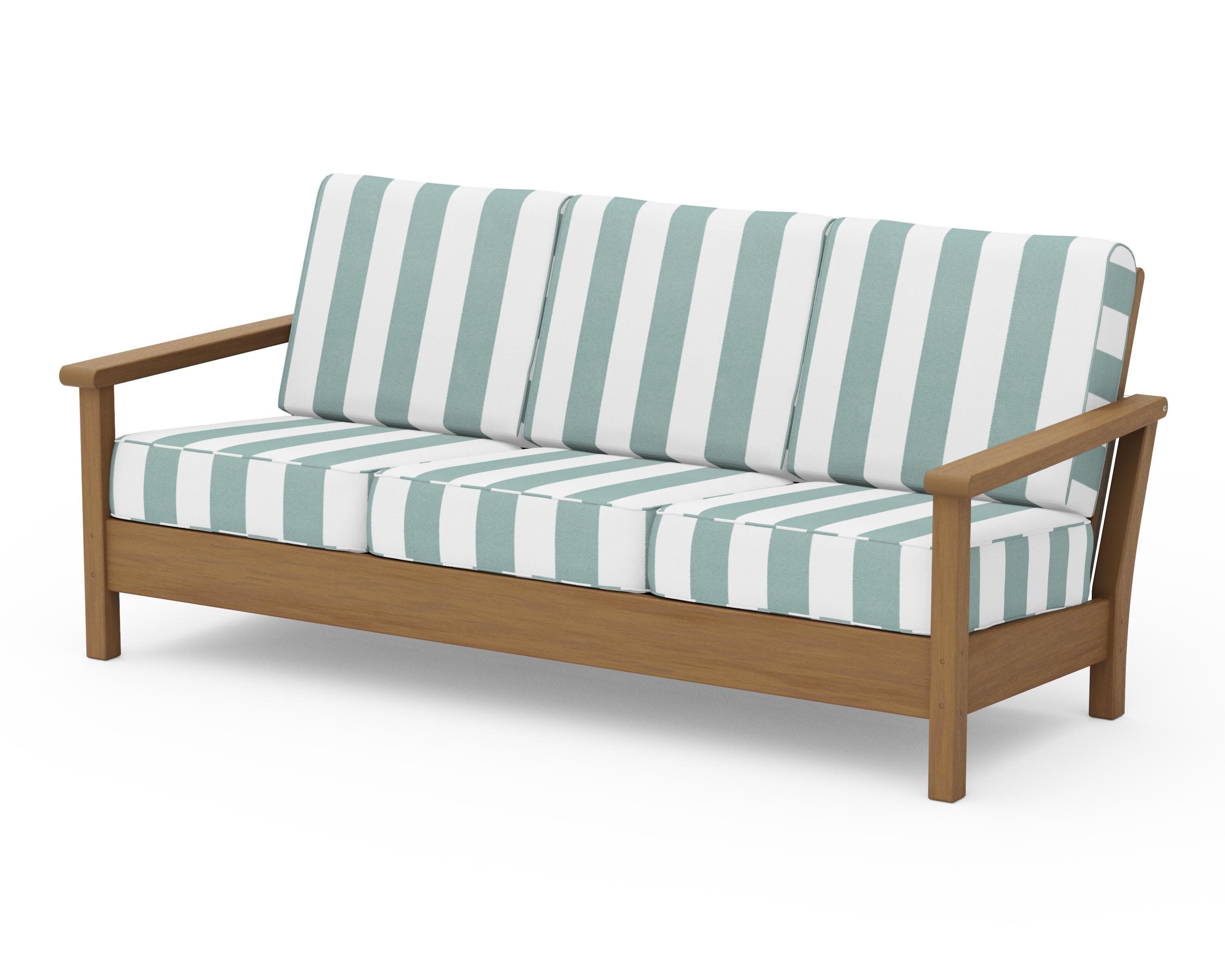 Harbour Deep Seating Sofa in Natural / Cabana Stripe Glacier Spa