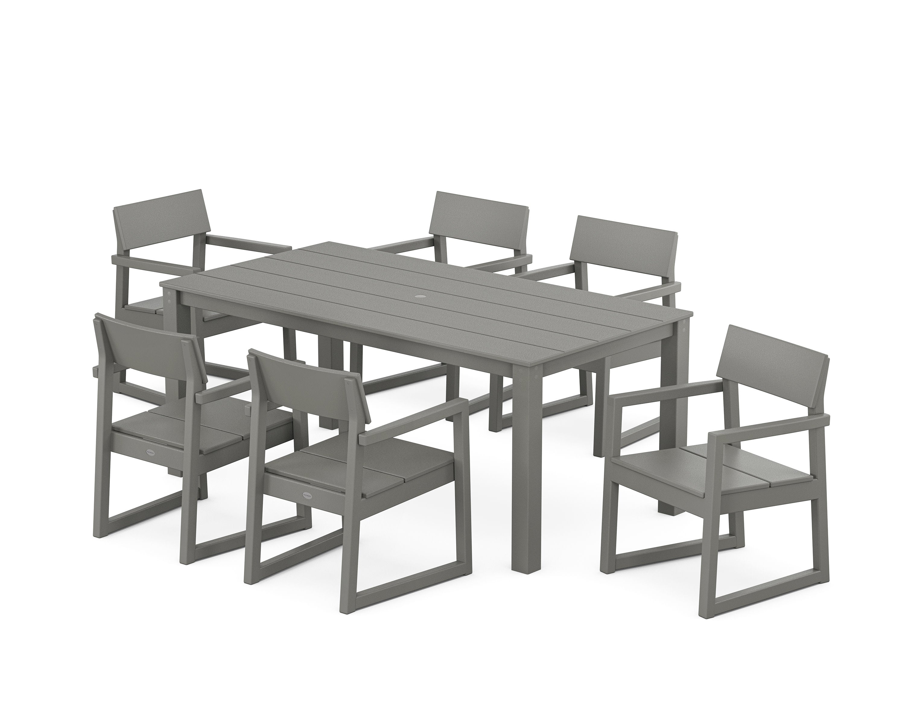 EDGE Arm Chair 7-Piece Parsons Dining Set in Slate Grey