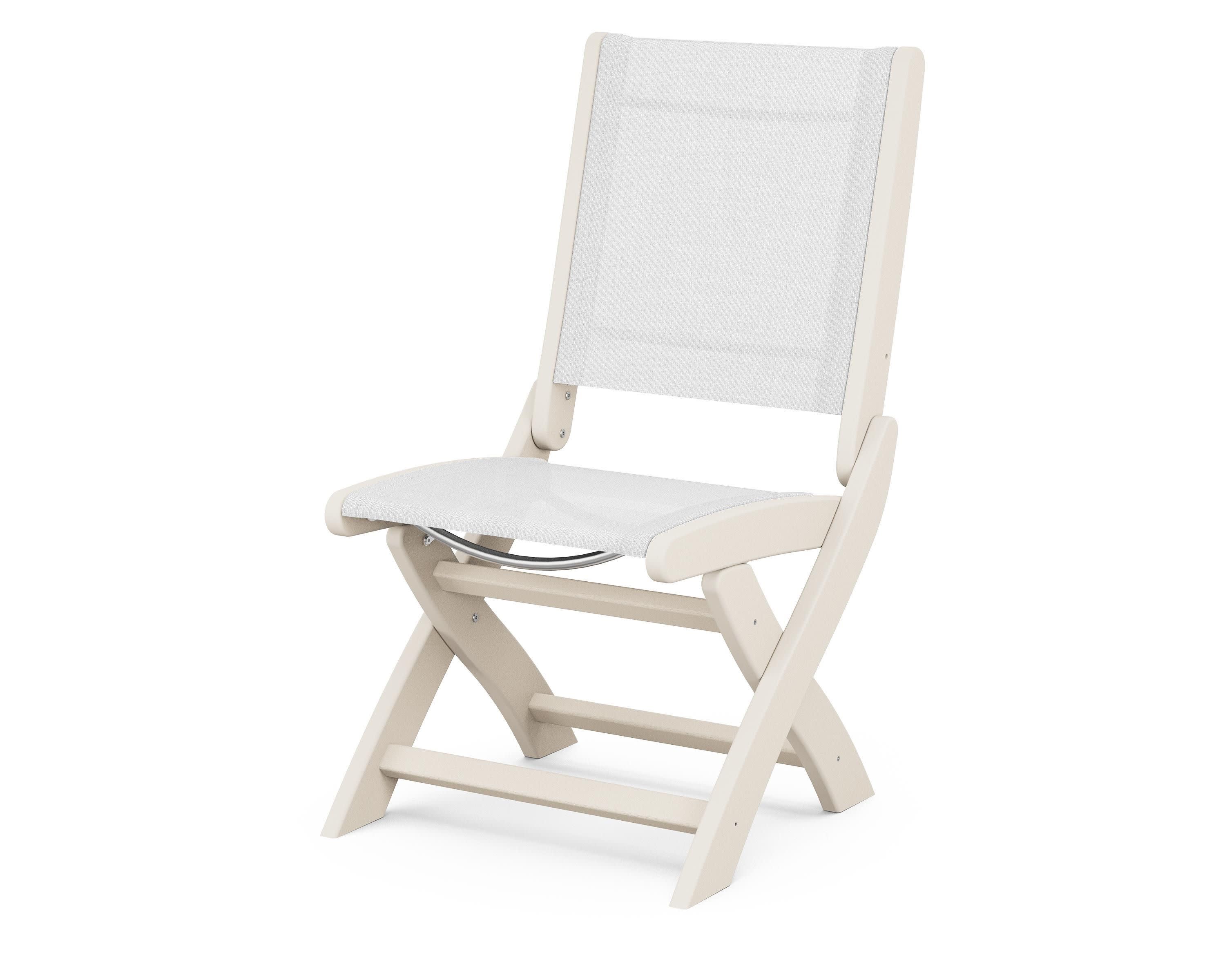 Coastal Folding Side Chair in Sand / White Sling