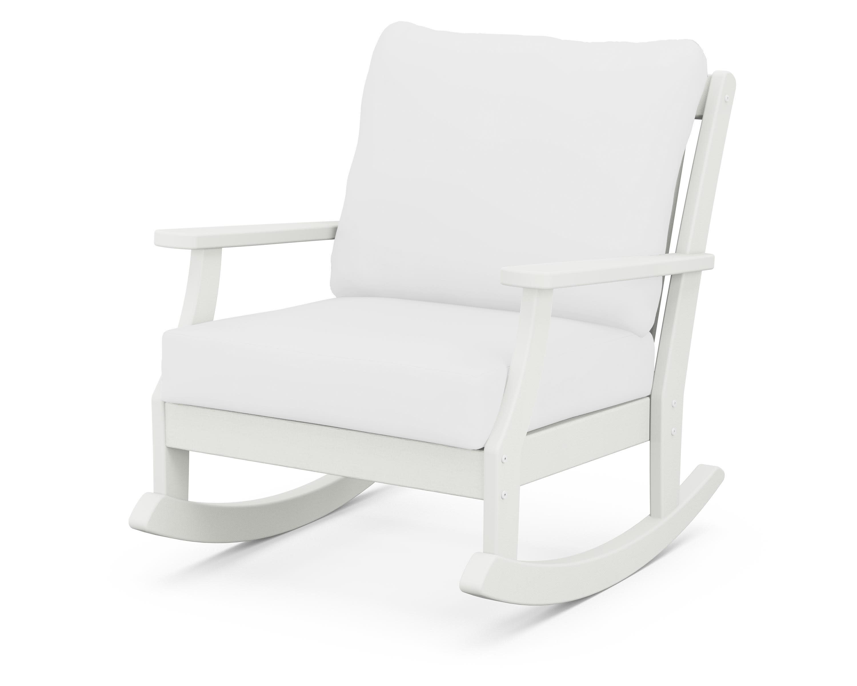 Braxton Deep Seating Rocking Chair in Vintage White / Natural