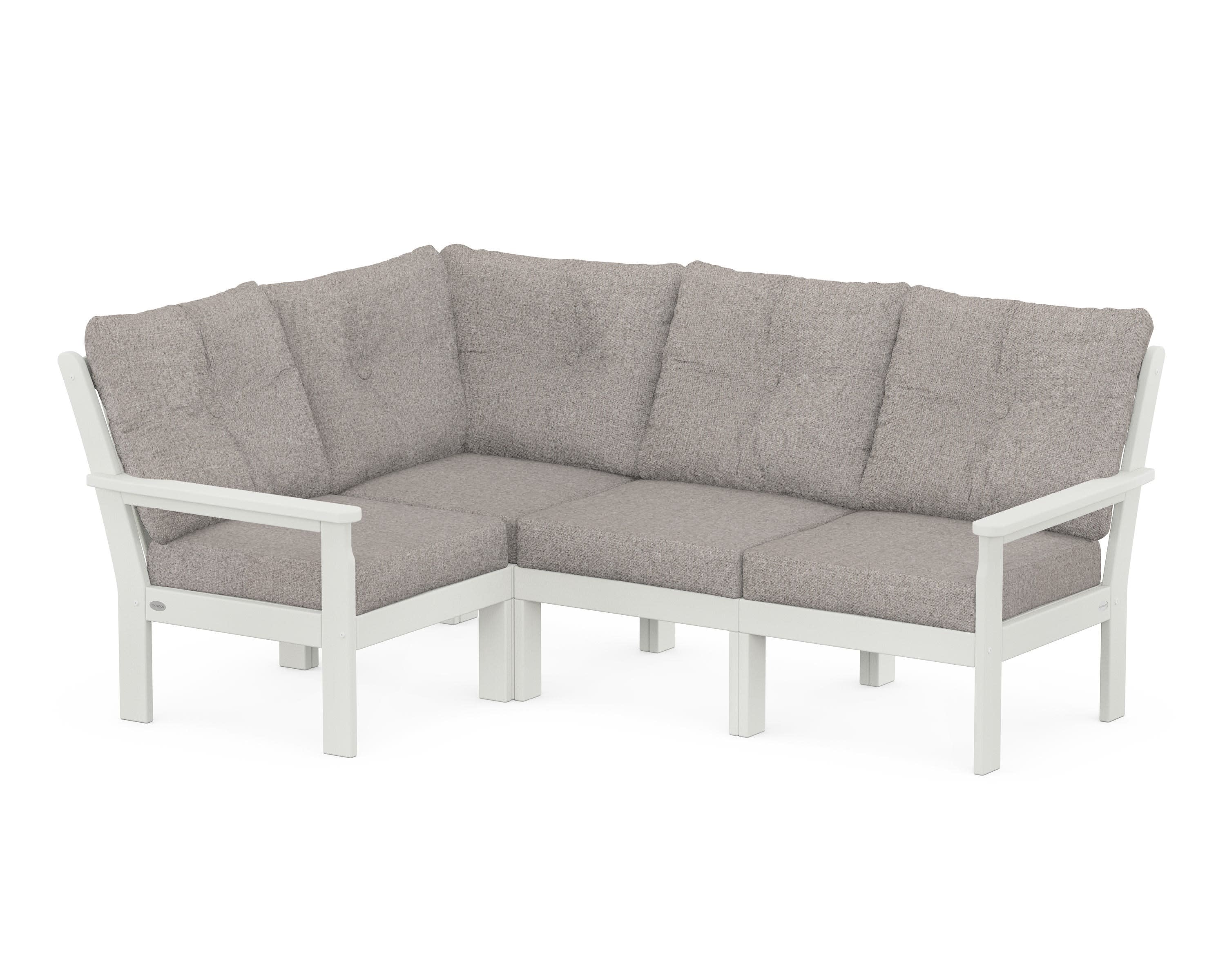 Vineyard 4-Piece Sectional in Vintage White / Weathered Tweed