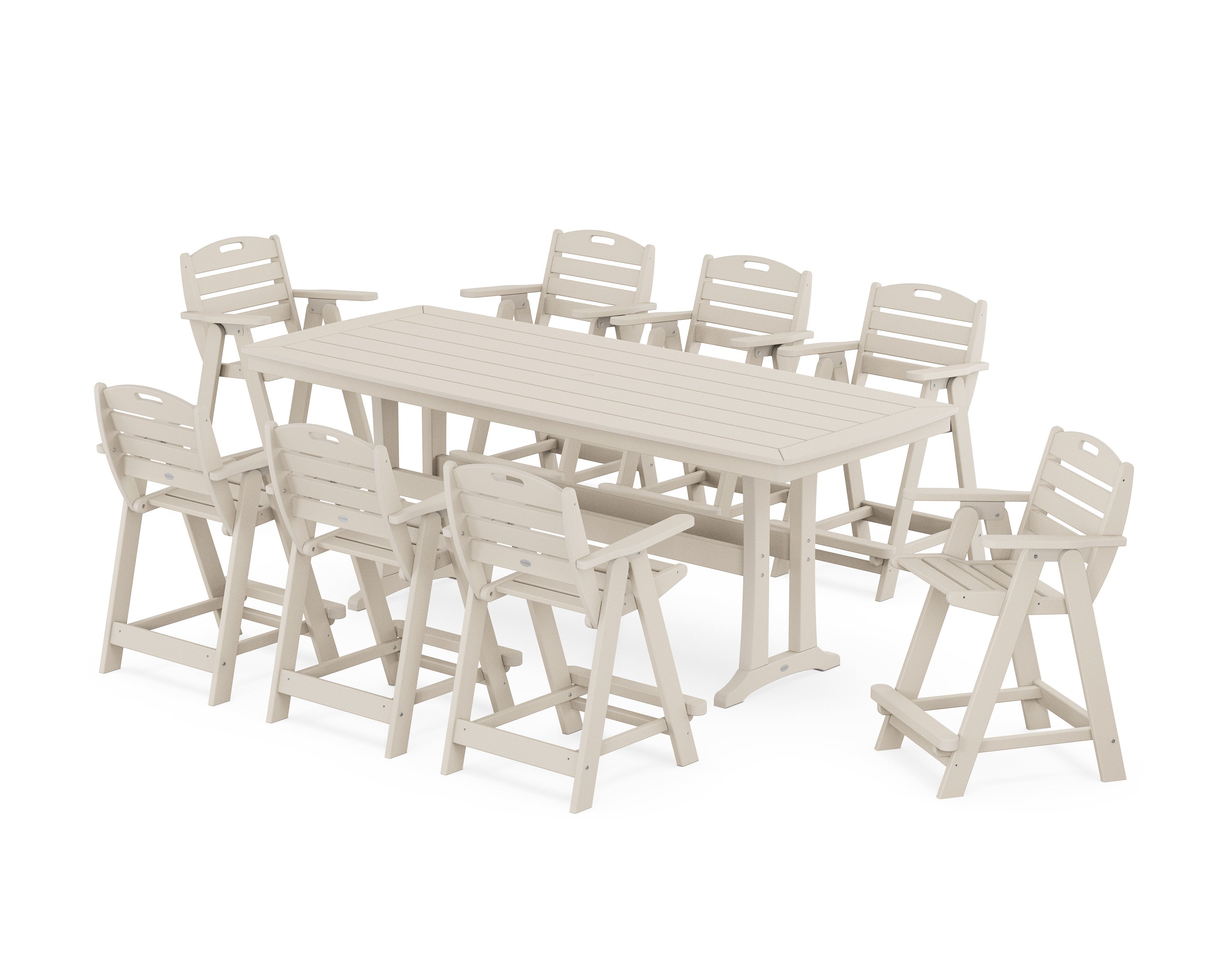Nautical 9-Piece Counter Set with Trestle Legs in Sand