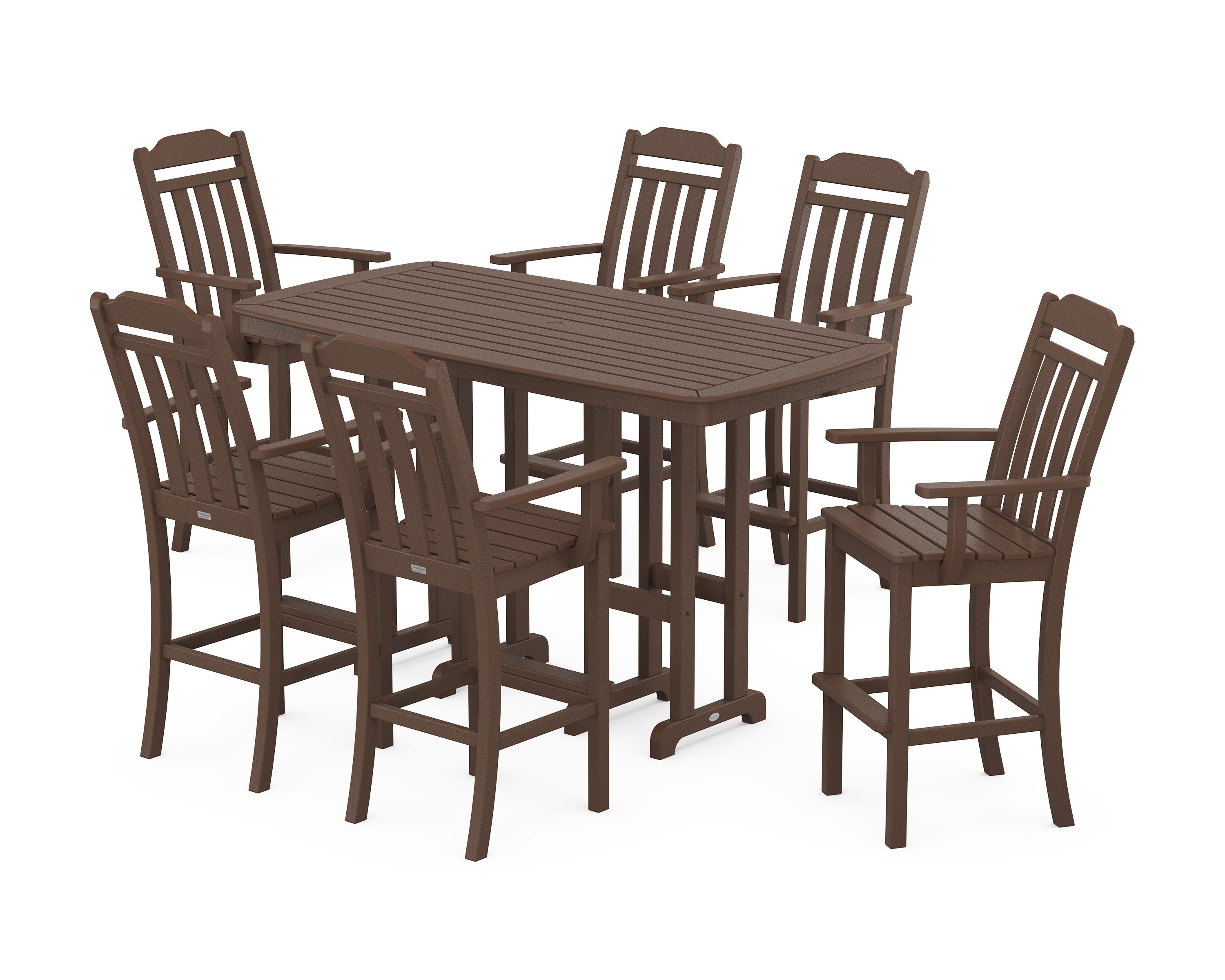 Cottage Arm Chair 7-Piece Bar Set in Mahogany