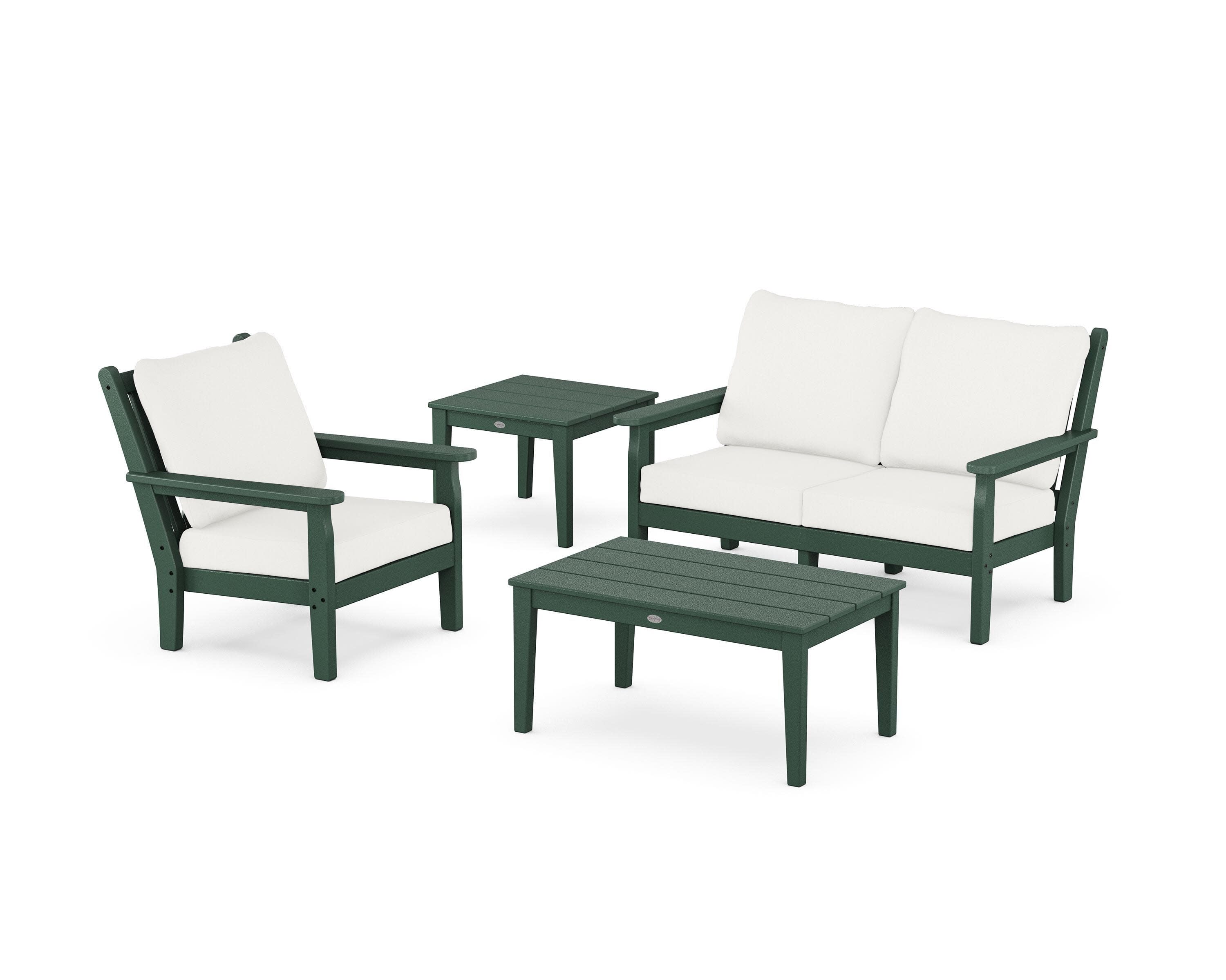 Chippendale 4-Piece Deep Seating Set in Green / Natural Linen