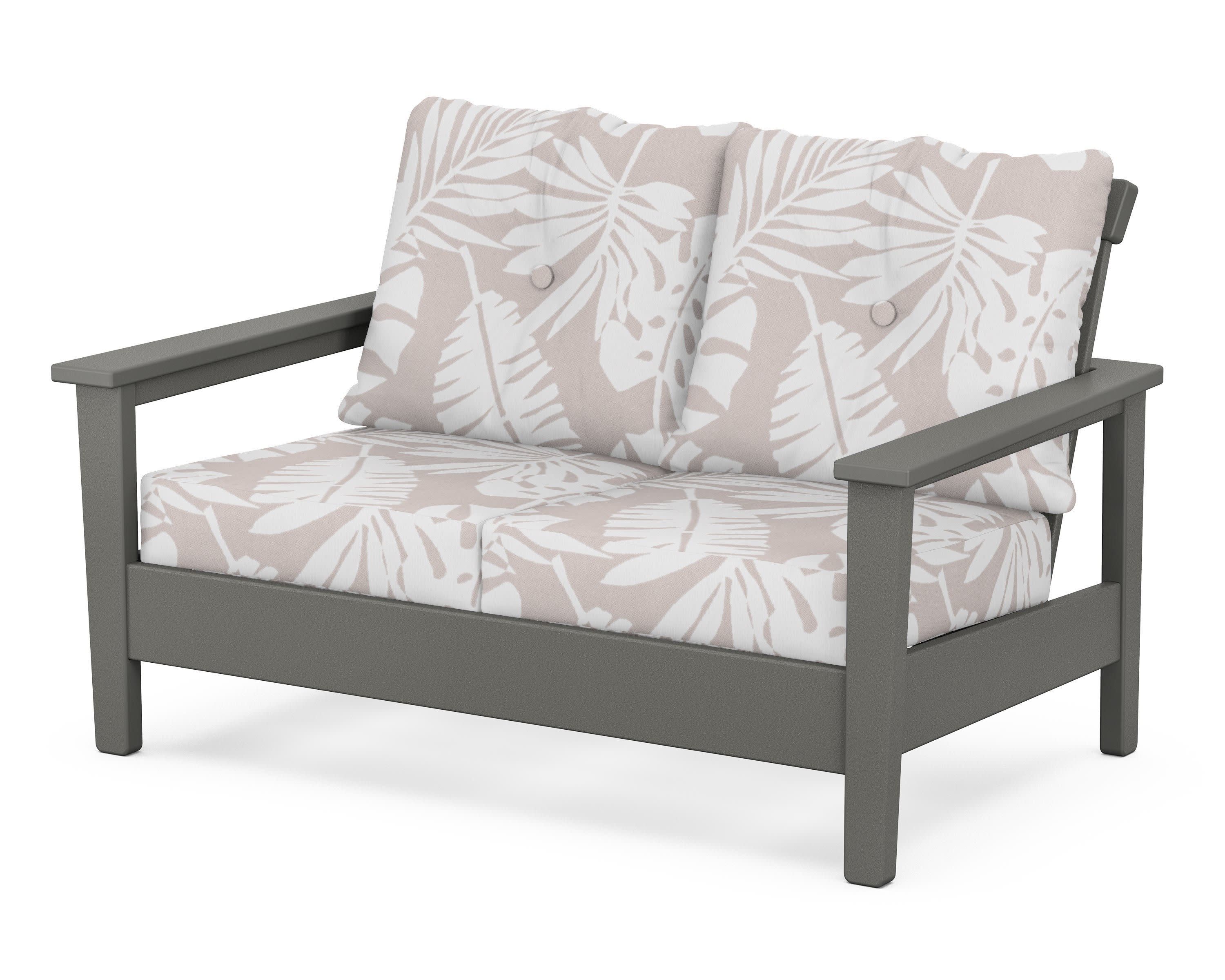 Prescott Deep Seating Loveseat in Slate Grey / Leaf Dune Burlap