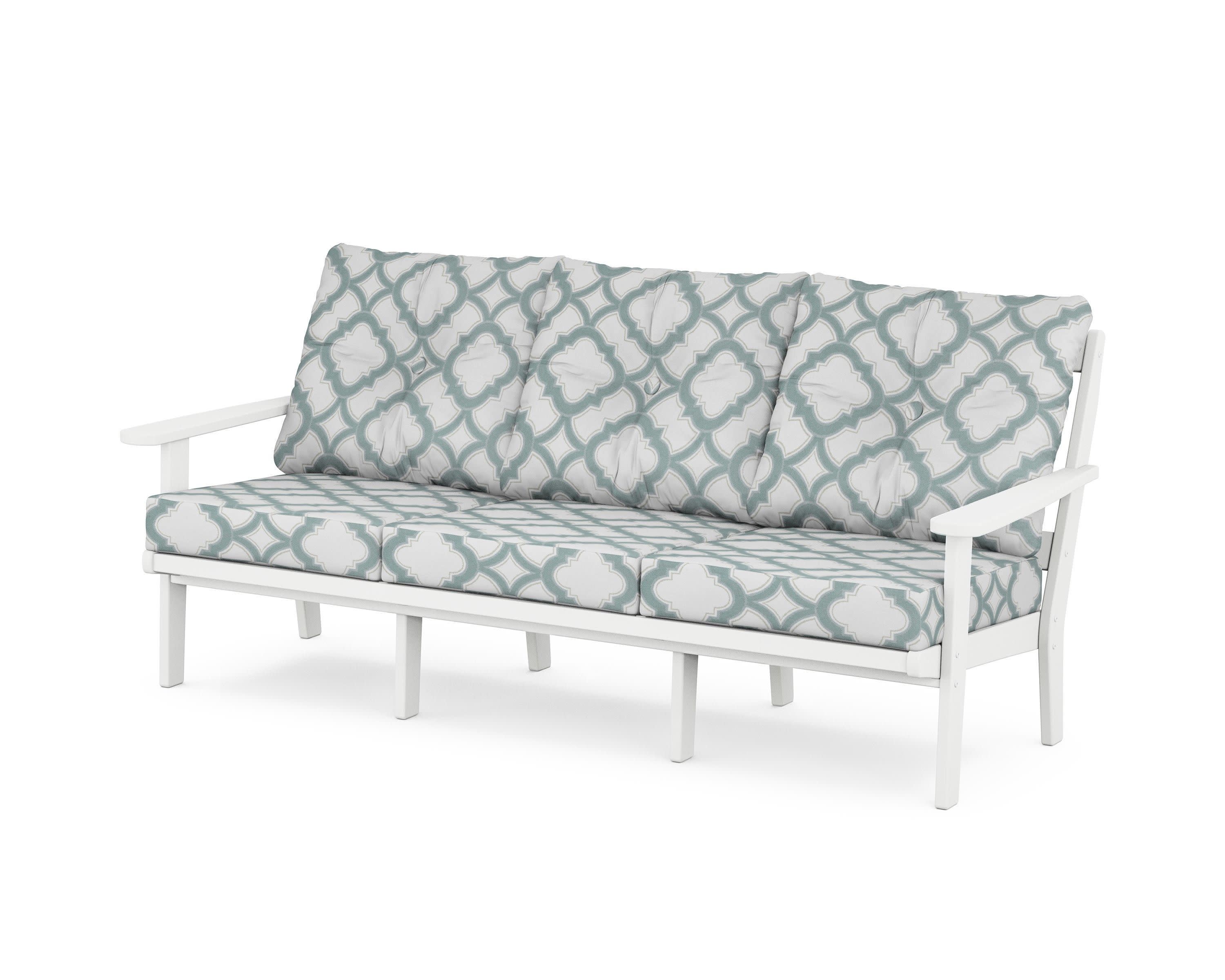 Mission Deep Seating Sofa in White / Trellis Glacier Spa