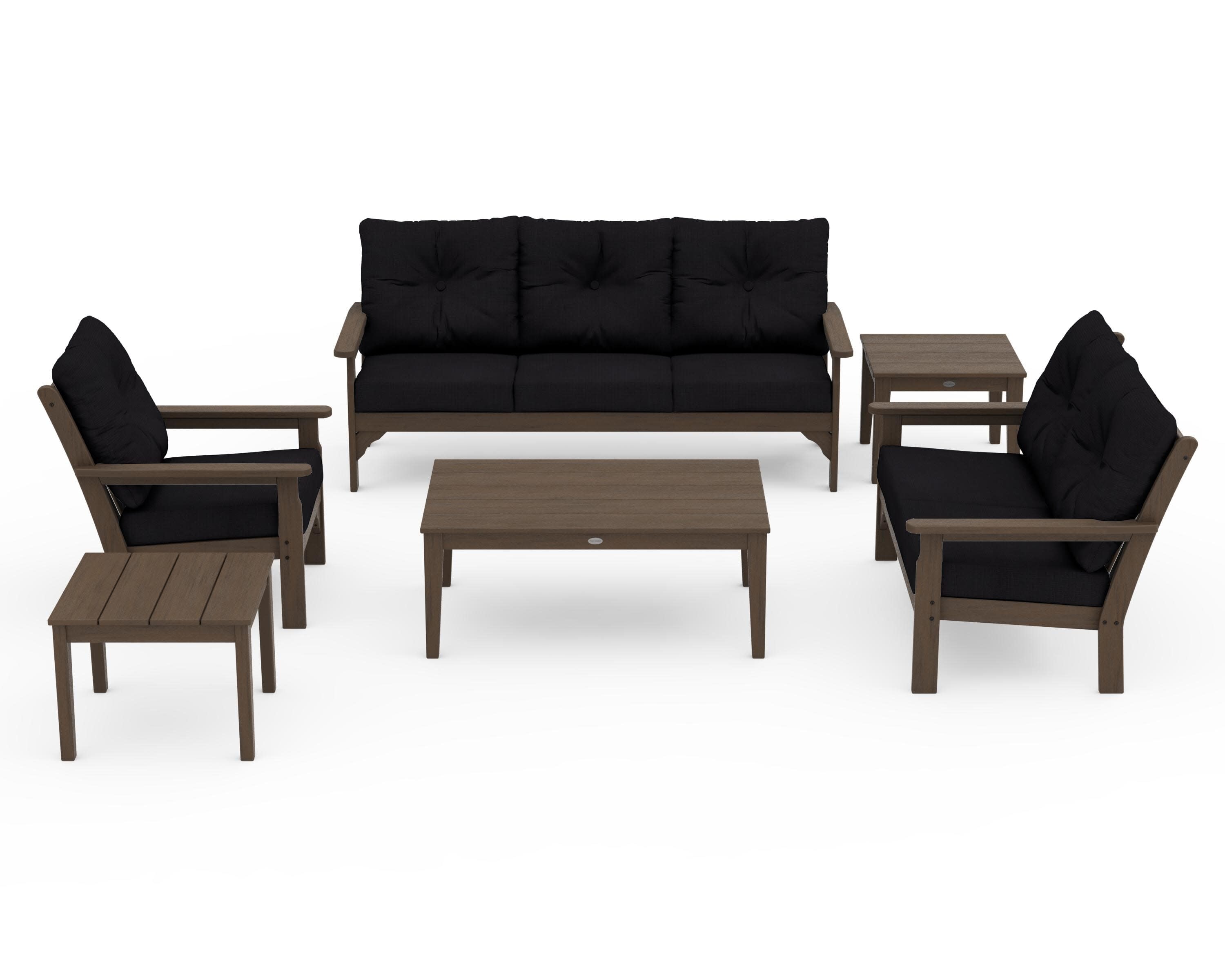 Vineyard 6-Piece Deep Seating Set in Kona / Midnight Linen