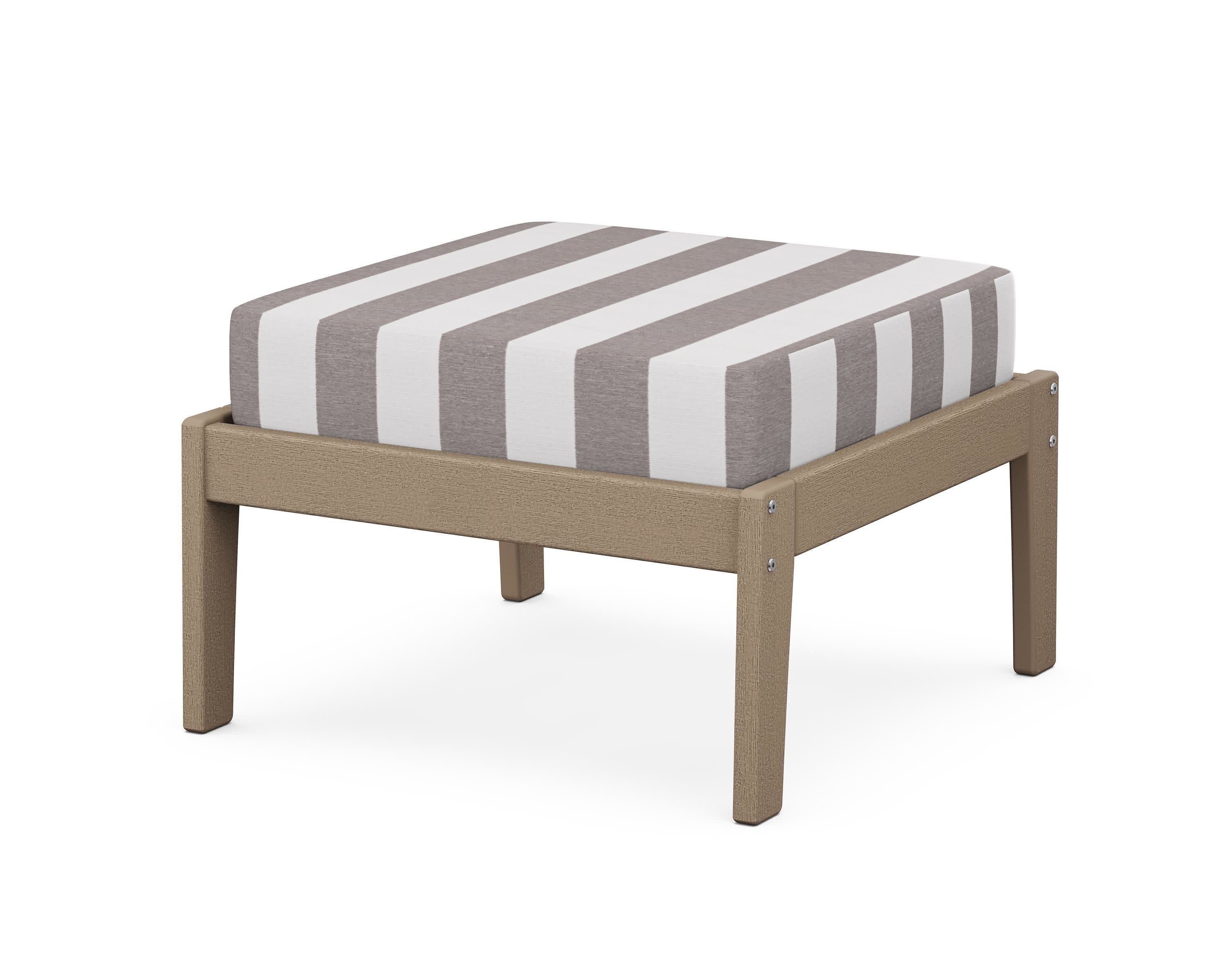 Deep Seating Ottoman in Vintage Sahara / Cabana Stripe Grey Mist