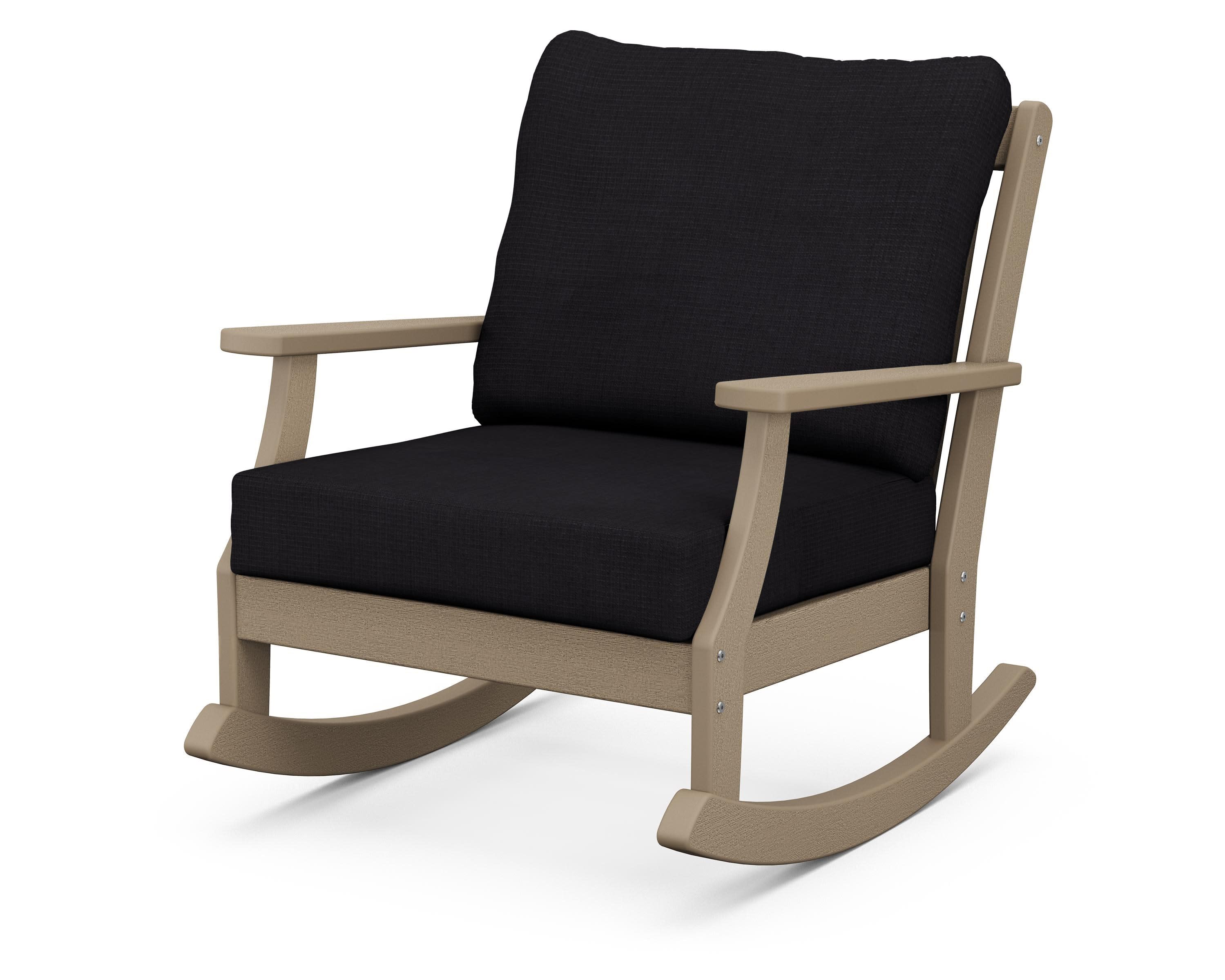 Braxton Deep Seating Rocking Chair in Vintage Sahara / Midnight Linen