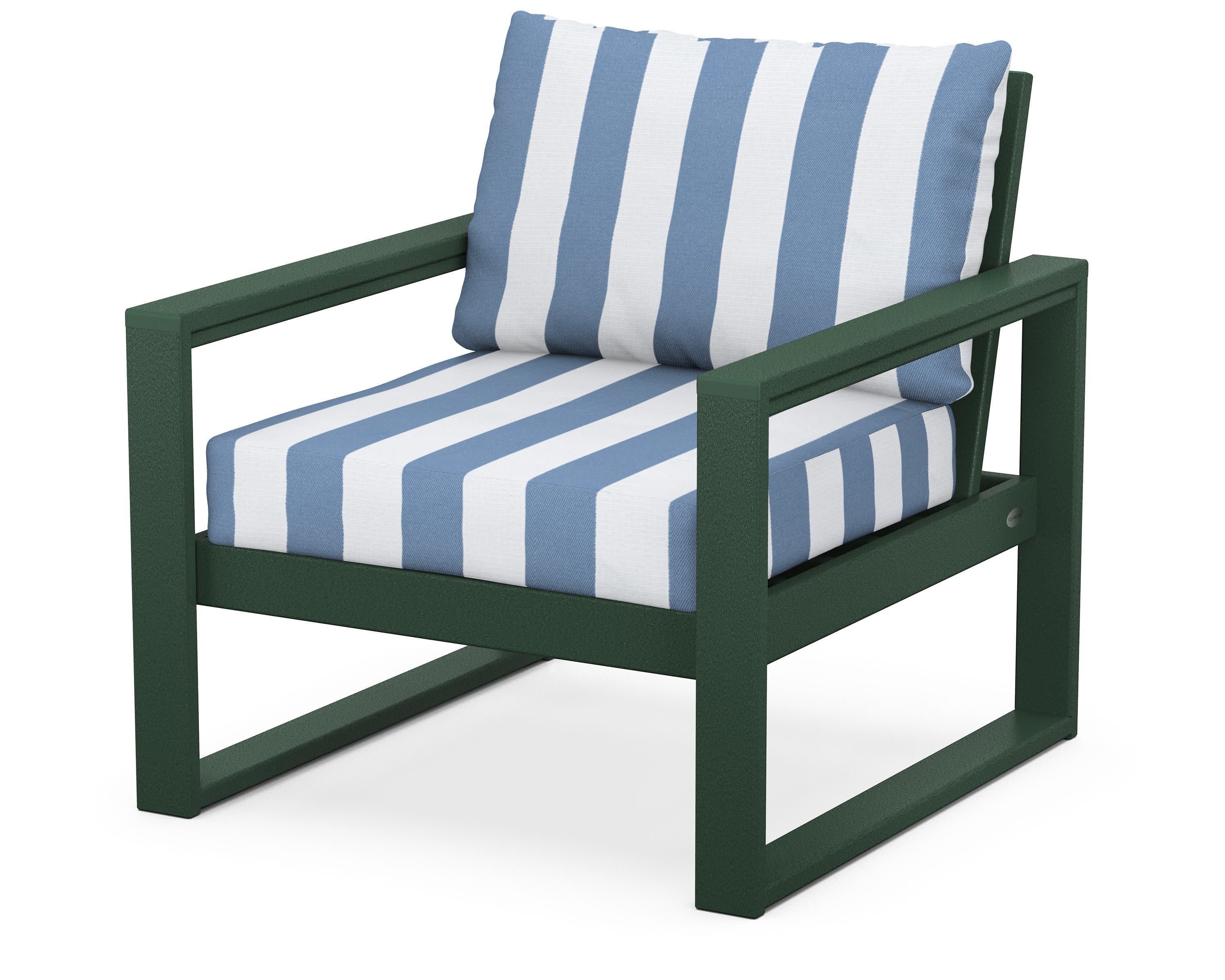 EDGE Club Chair in Green / Cabana Stripe Sky Blue