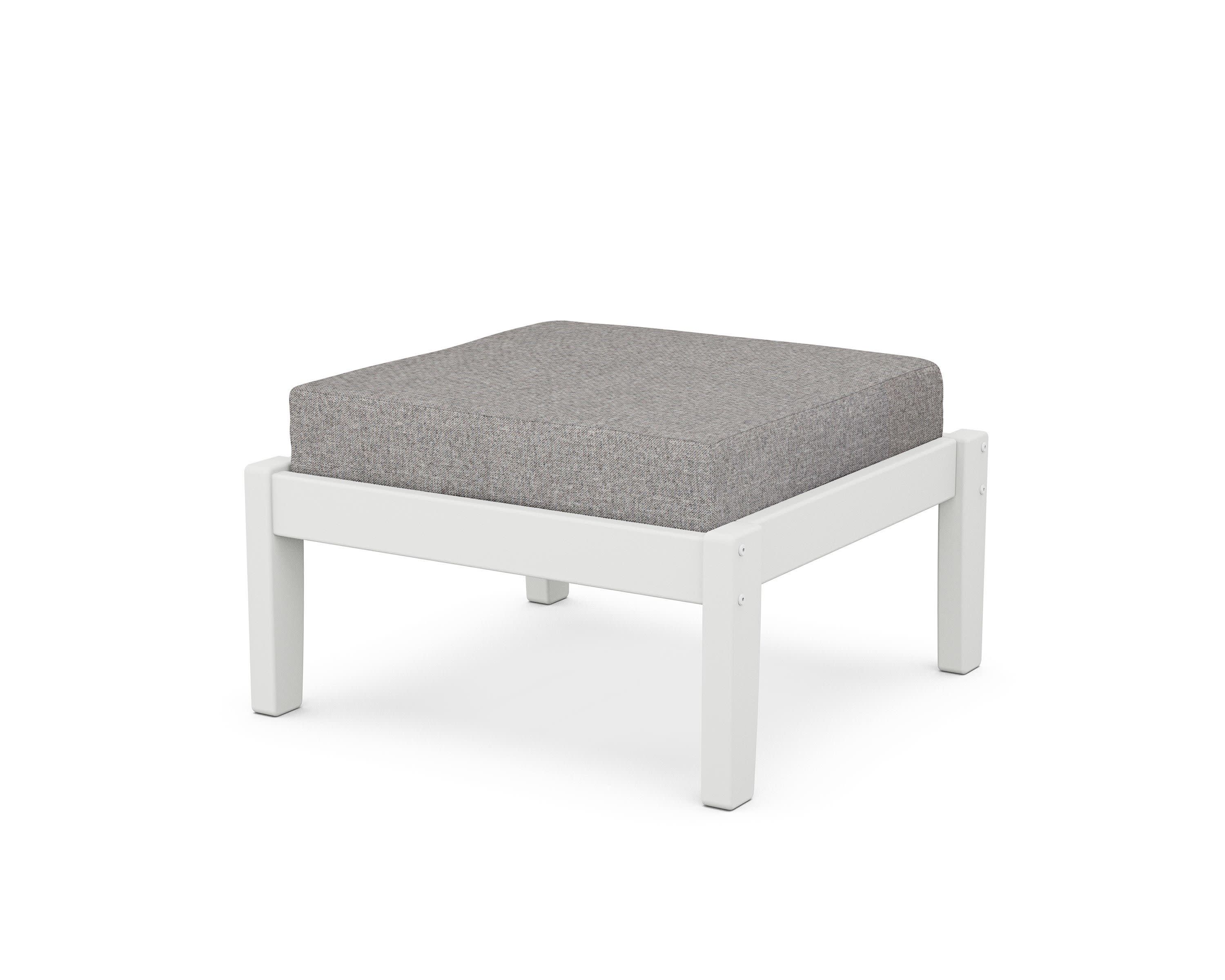 Deep Seating Ottoman in White / Grey Mist
