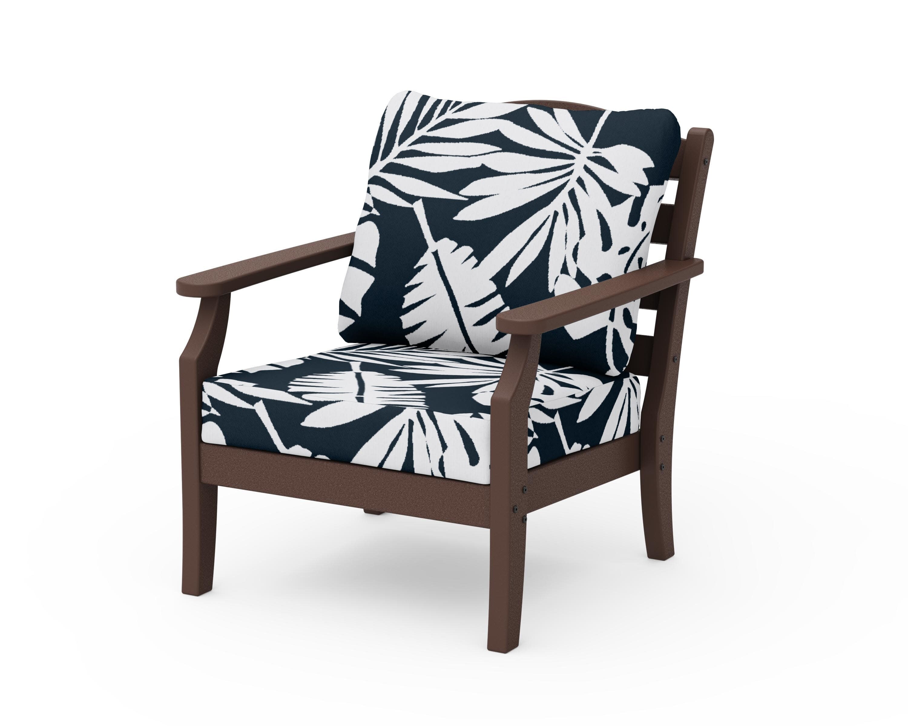 Savannah Deep Seating Chair in Mahogany / Leaf Marine Indigo