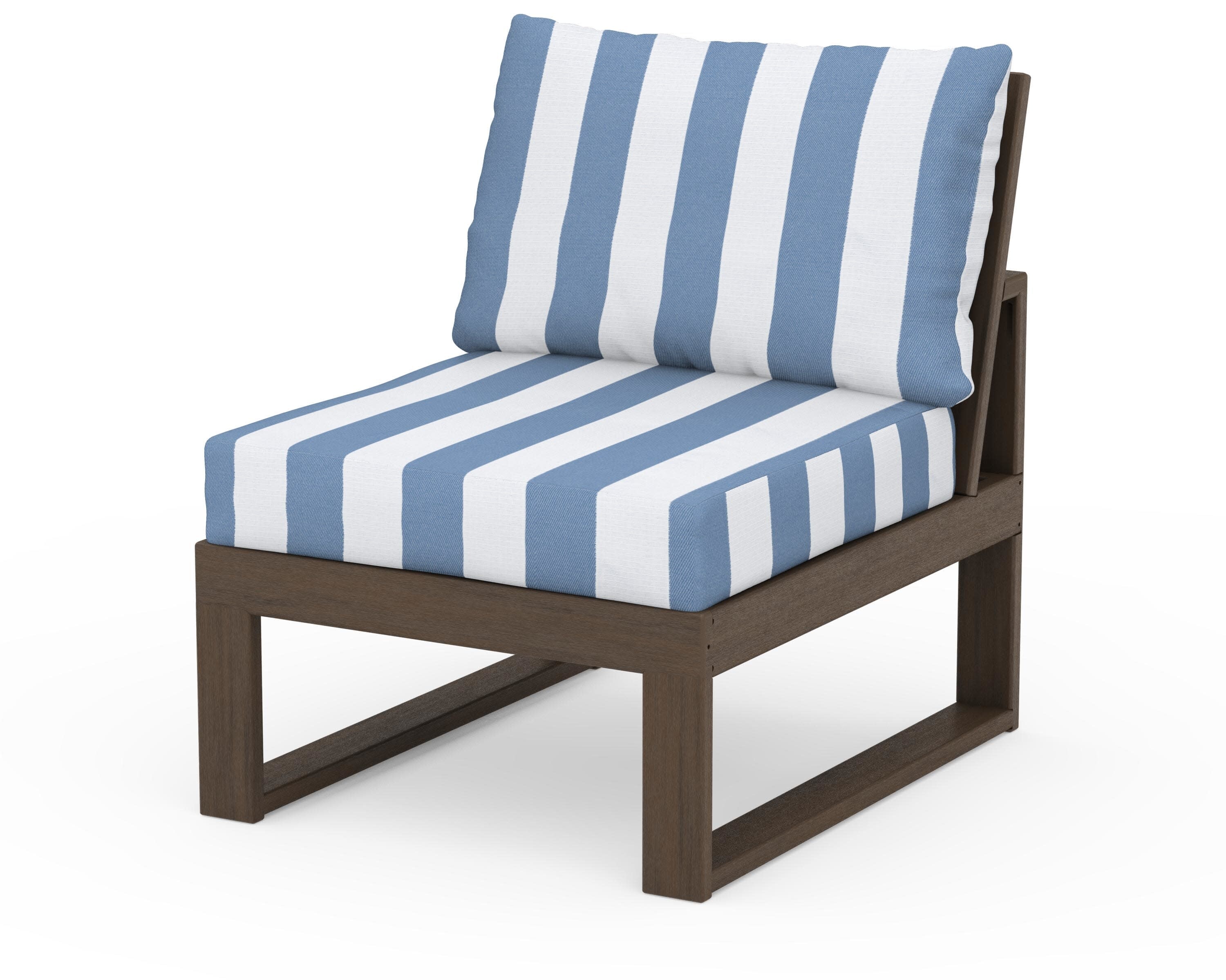 Modular Armless Chair in Kona / Cabana Stripe Sky Blue