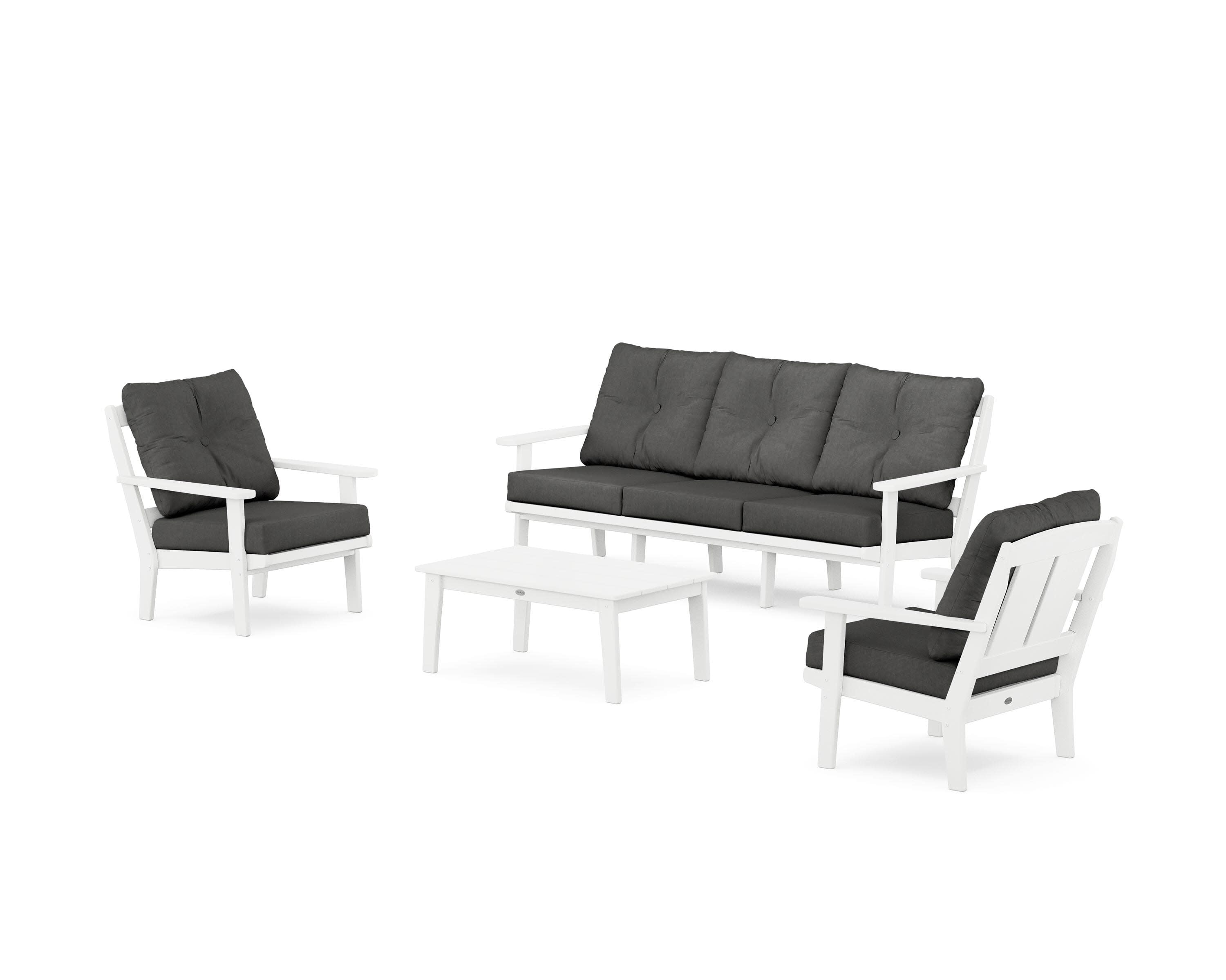 Mission 4-Piece Deep Seating Set with Sofa in White / Spectrum Carbon