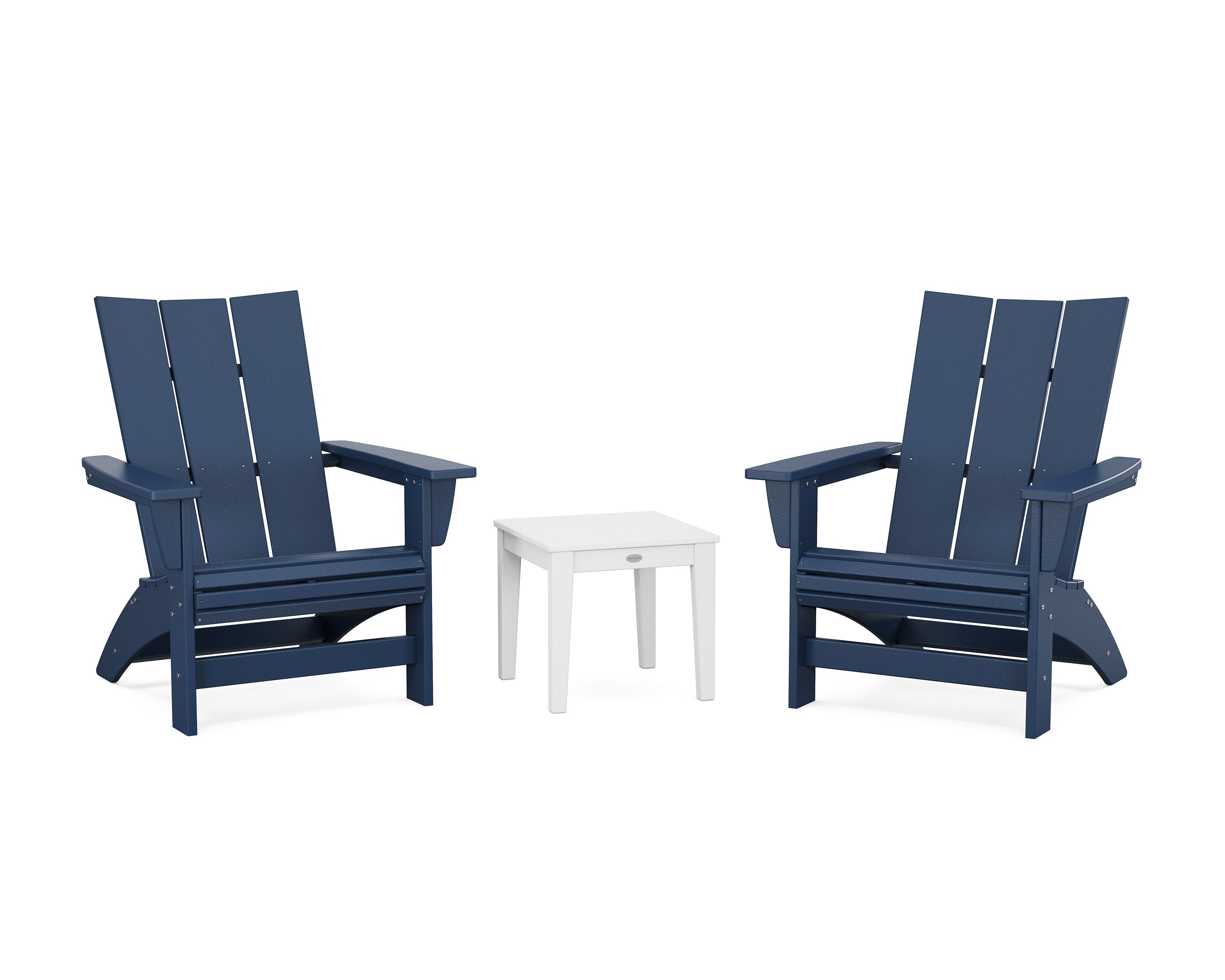 3-Piece Modern Grand Adirondack Set in Navy / White