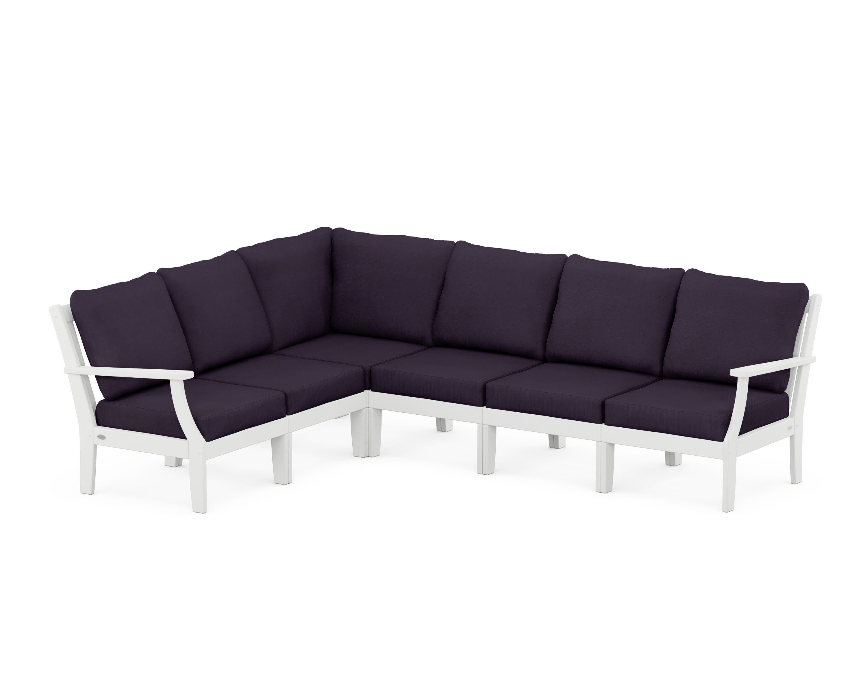Braxton Modular 6-Piece Deep Seating Set in White / Navy Linen