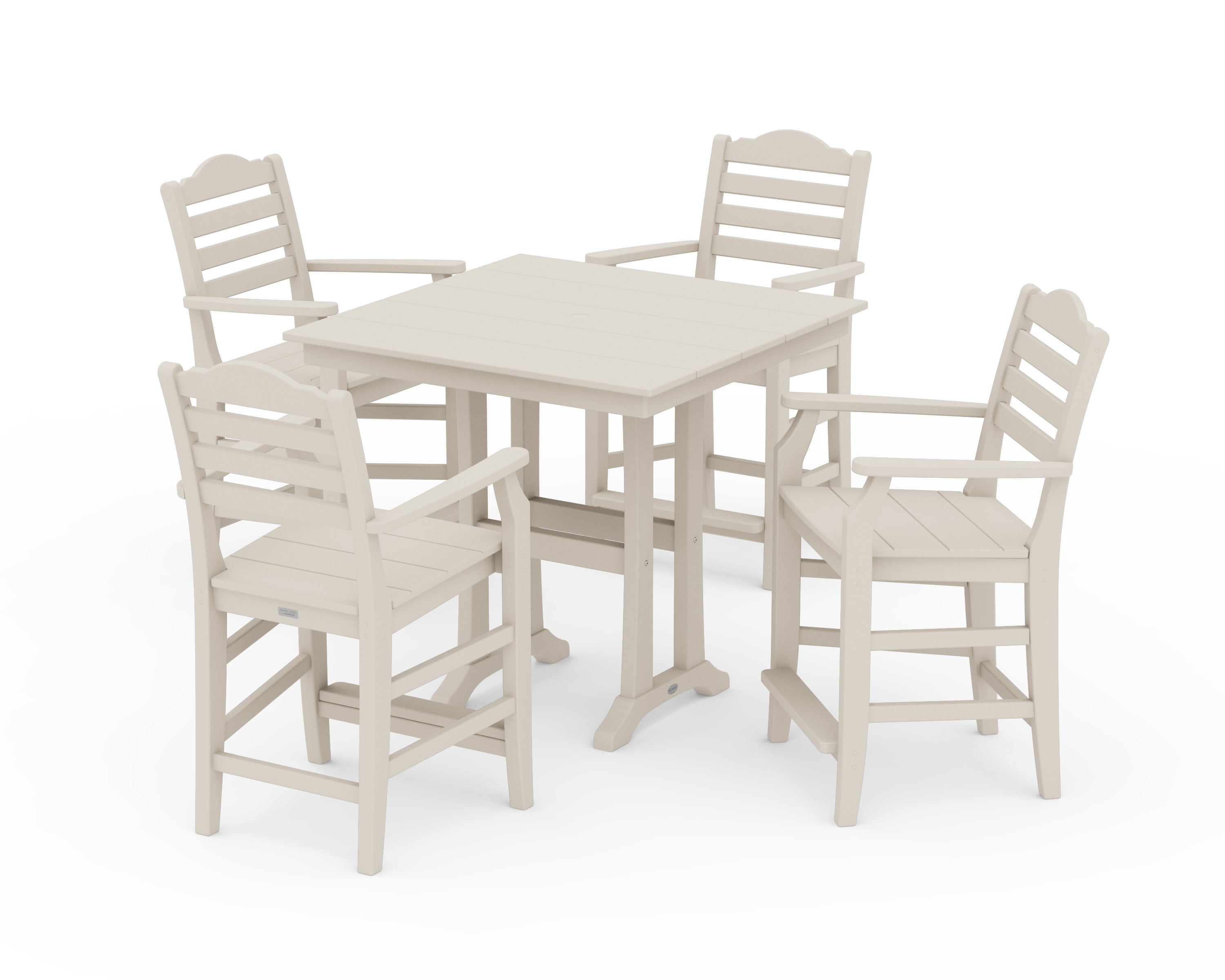Savannah 5-Piece Farmhouse Counter Set with Trestle Legs in Sand