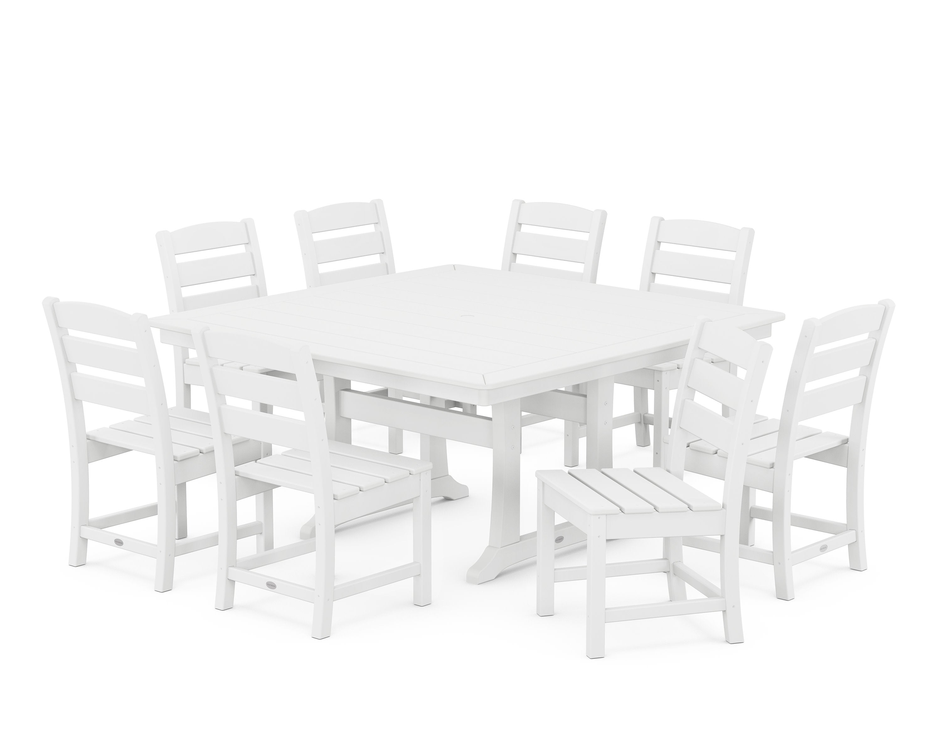 Lakeside 9-Piece Nautical Trestle Dining Set in White