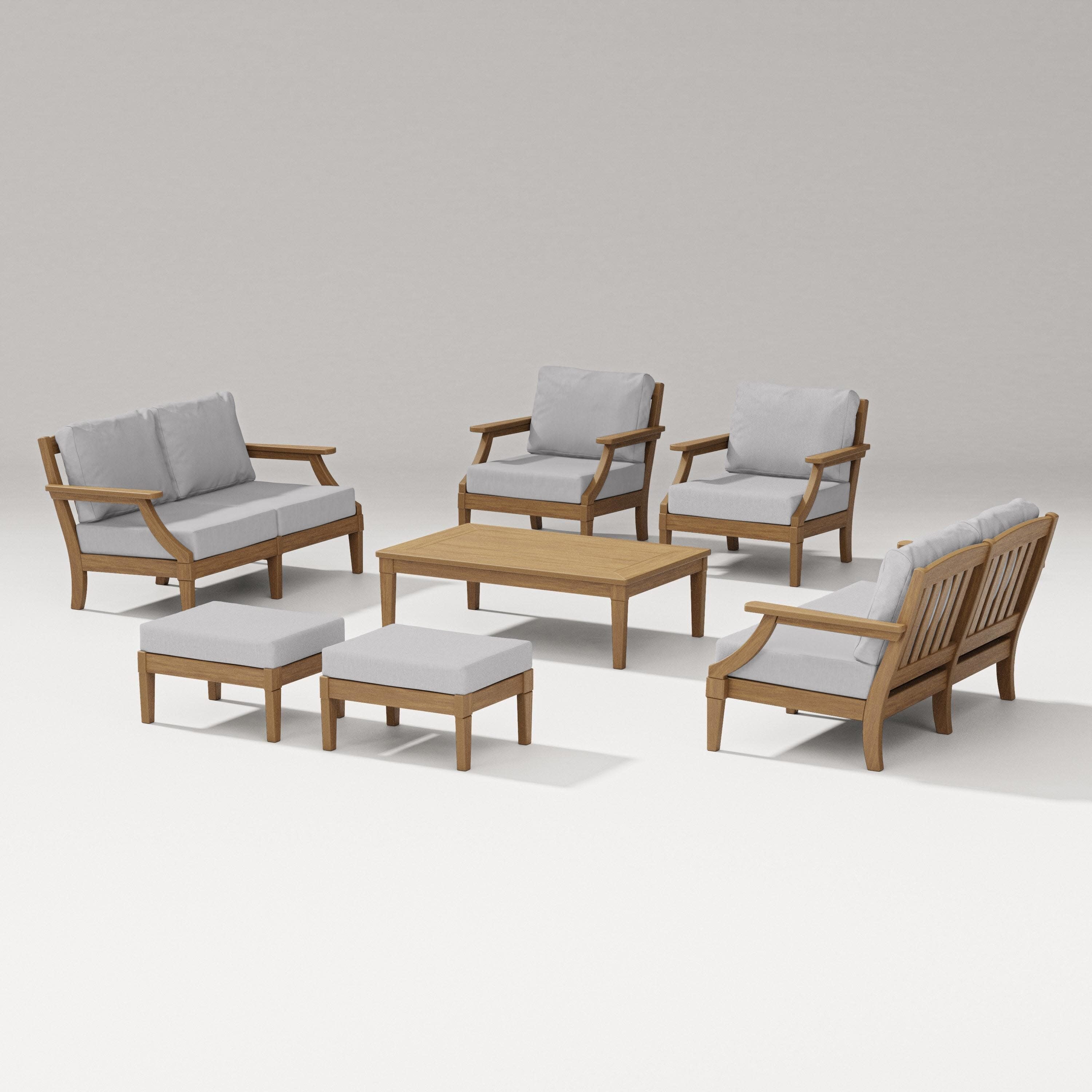 Estate 7-Piece Lounge Loveseat Set in Natural / Granite