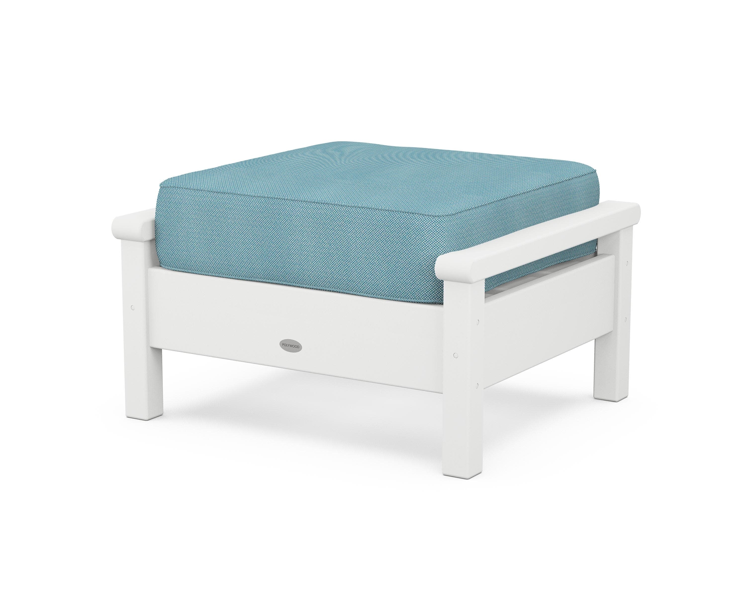Harbour Deep Seating Ottoman in White / Lattice Sky Blue