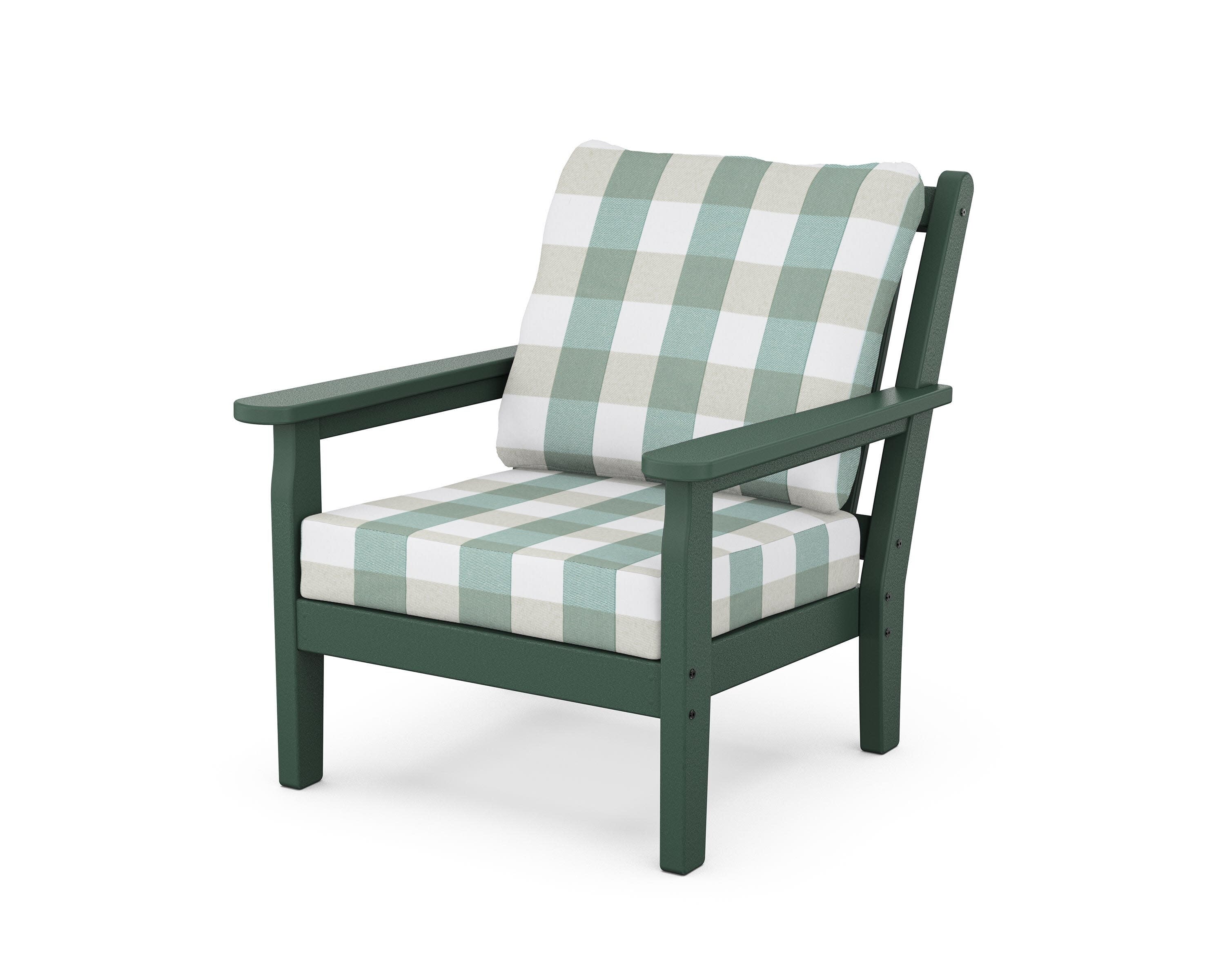 Chippendale Deep Seating Chair in Green / Buffalo Plaid Glacier Spa