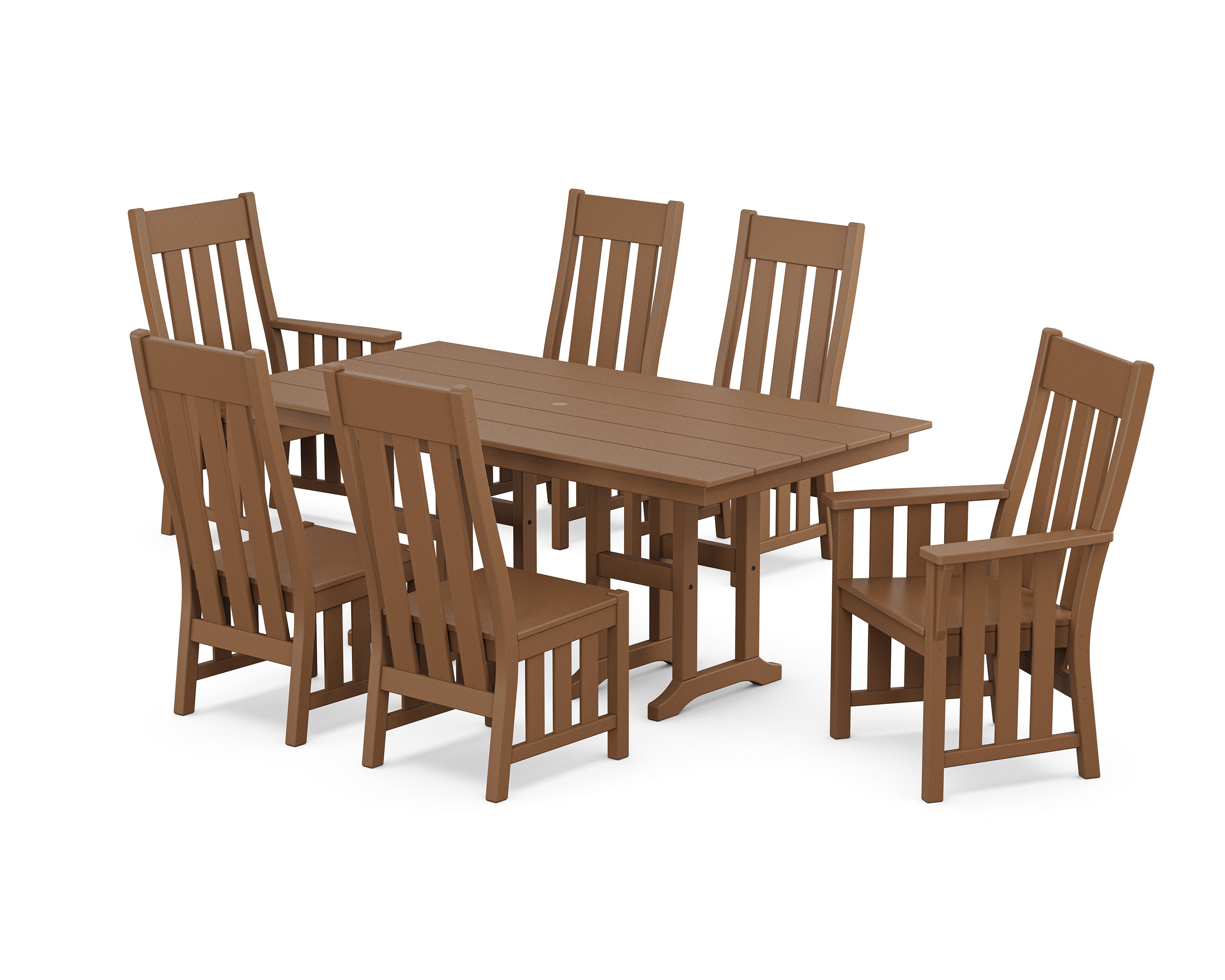 Acadia 7-Piece Farmhouse Dining Set in Teak