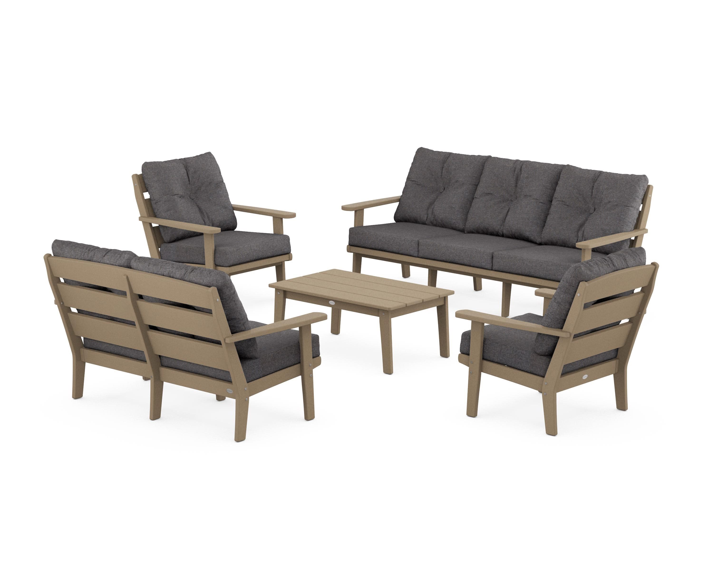Lakeside 5-Piece Lounge Sofa Set in Vintage Sahara / Ash Charcoal