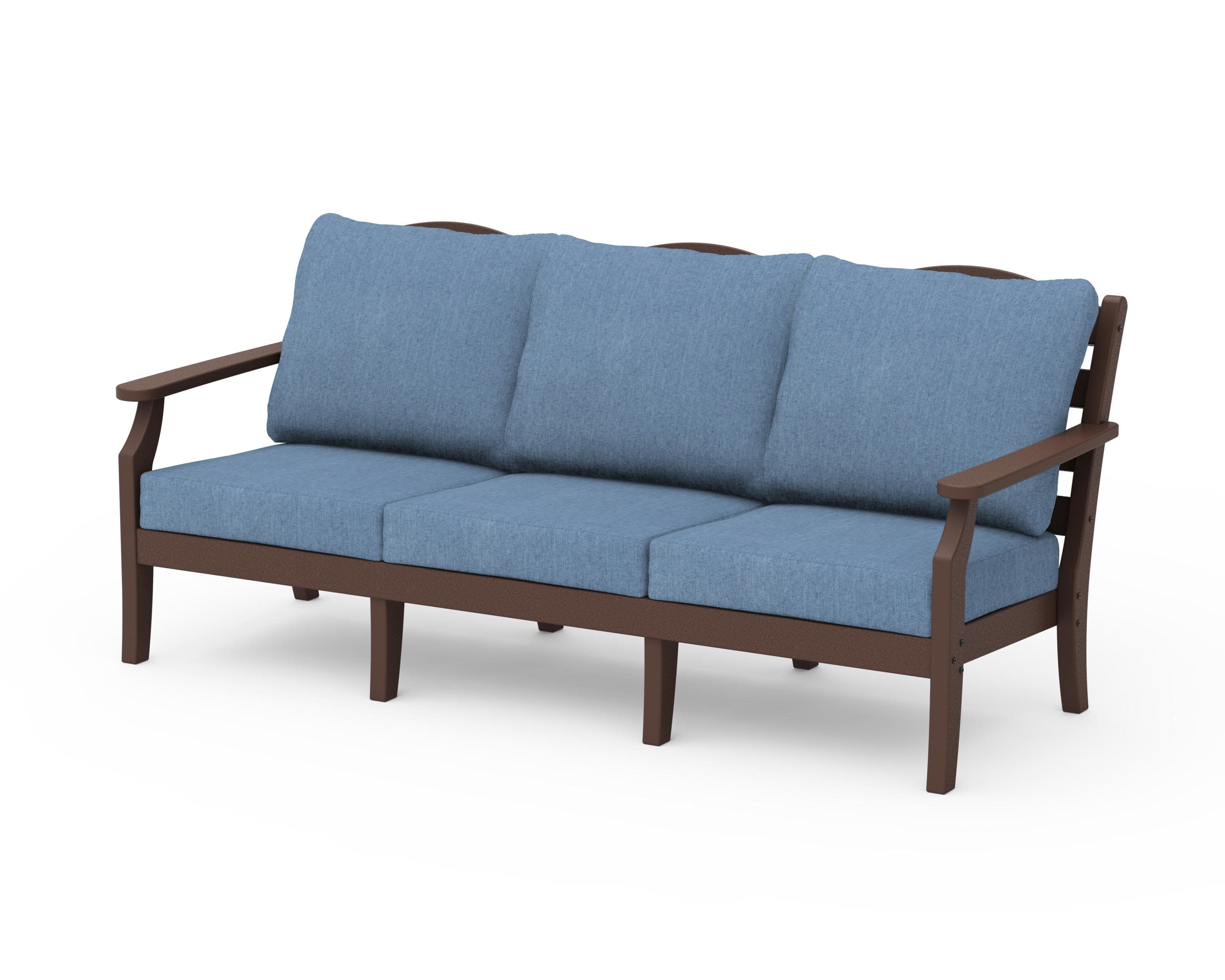 Savannah Deep Seating Sofa in Mahogany / Sky Blue