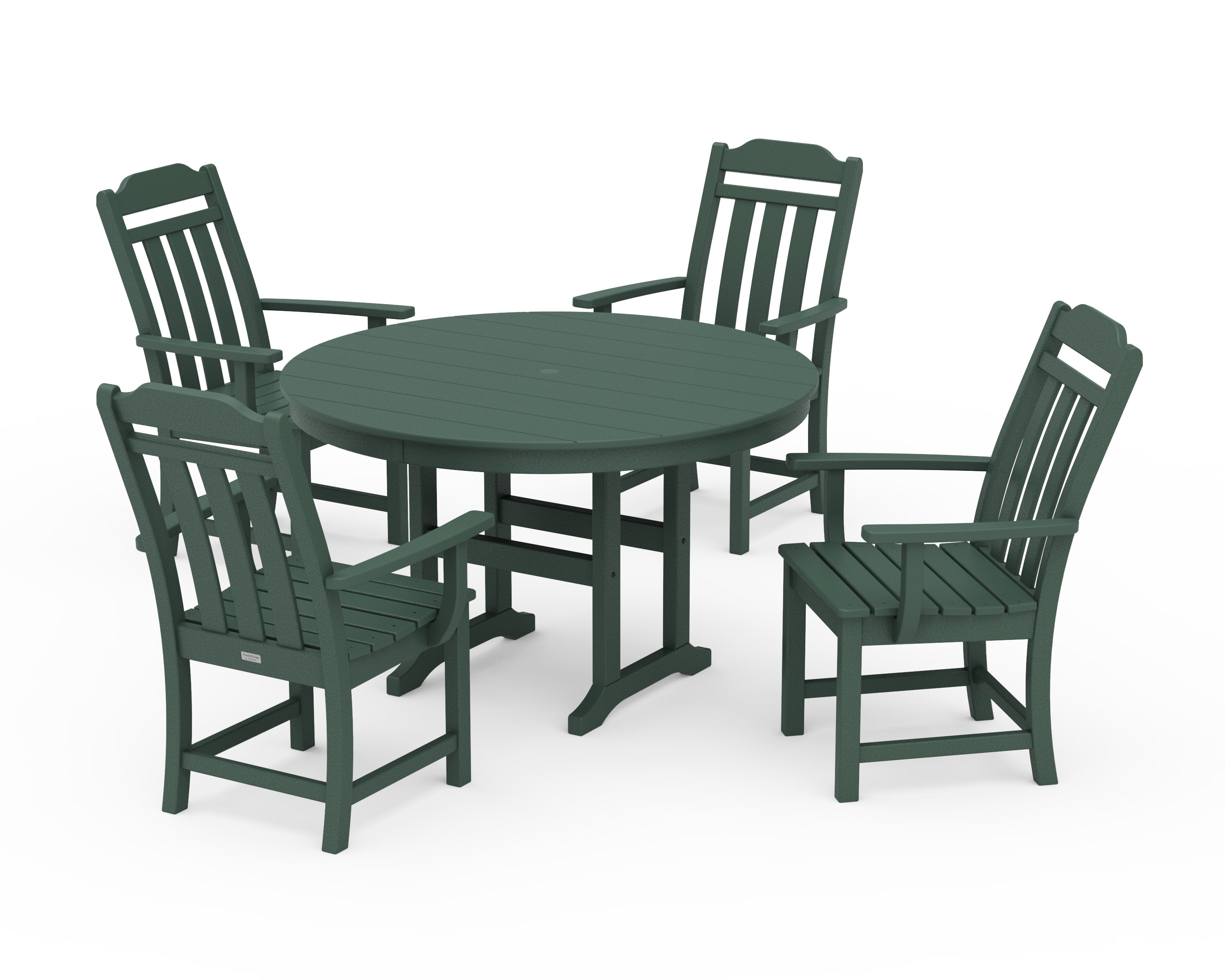 Cottage 5-Piece Round Farmhouse Dining Set in Green
