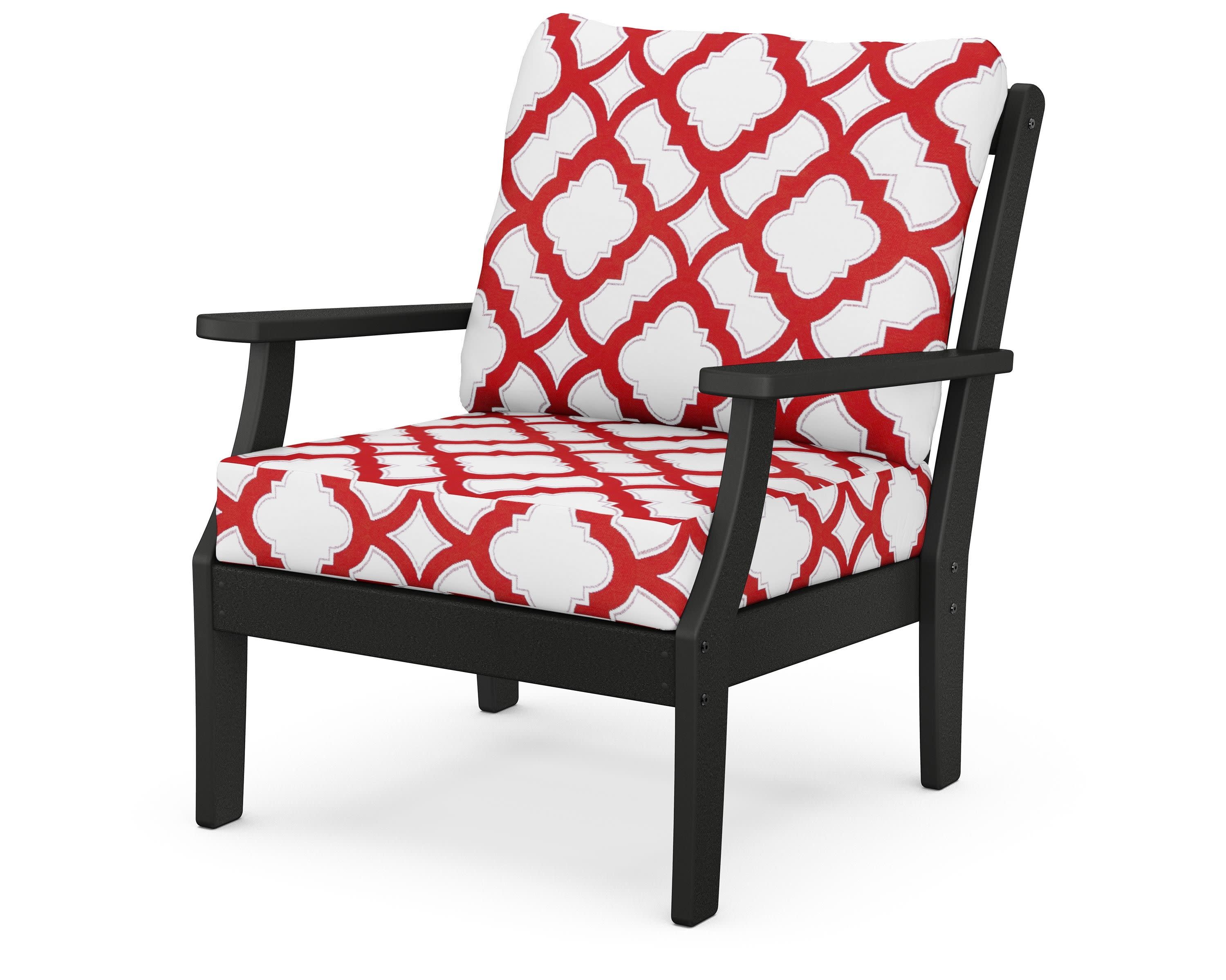 Braxton Deep Seating Chair in Black / Trellis Crimson