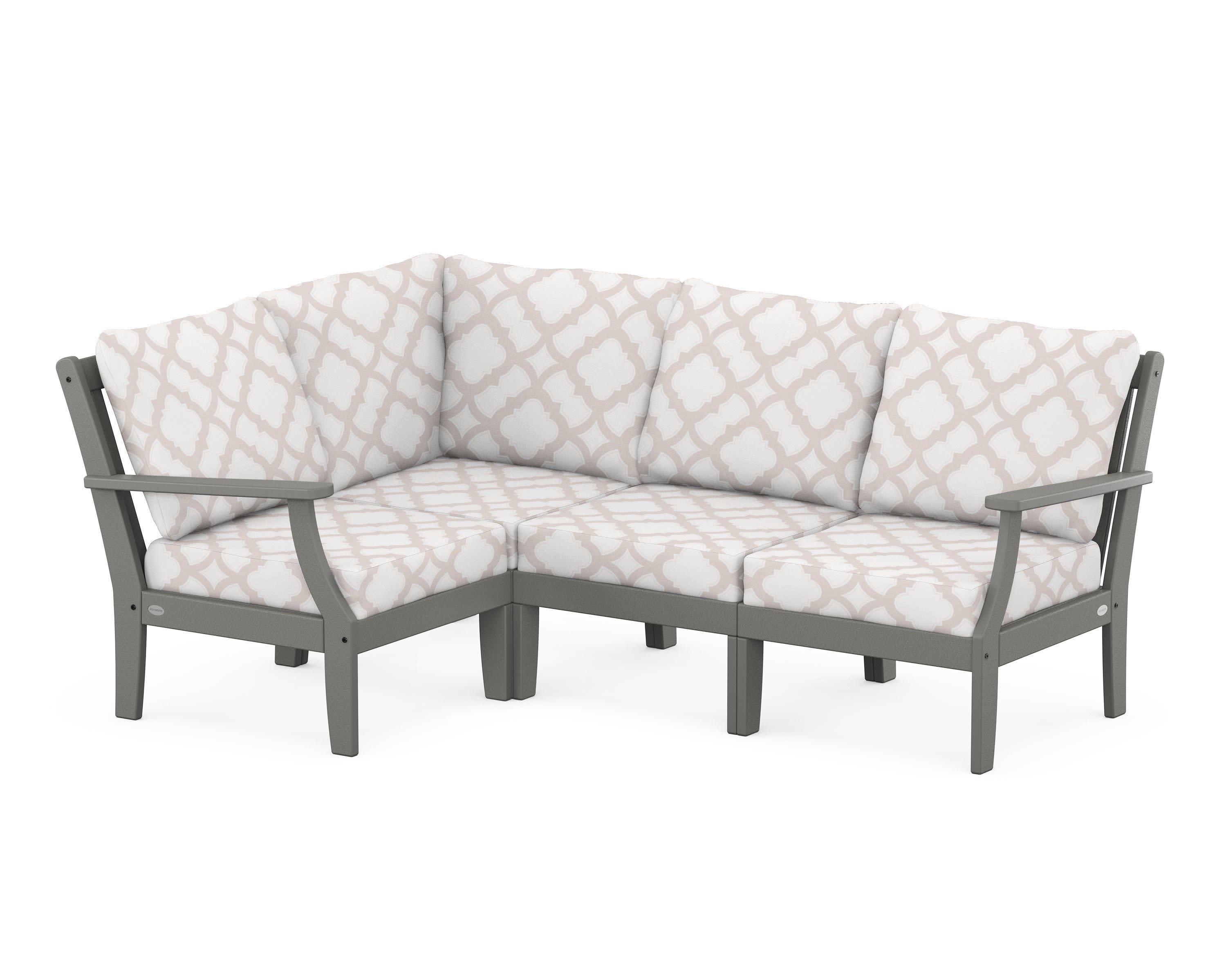 Braxton Modular 4-Piece Deep Seating Set in Slate Grey / Trellis Dune Burlap