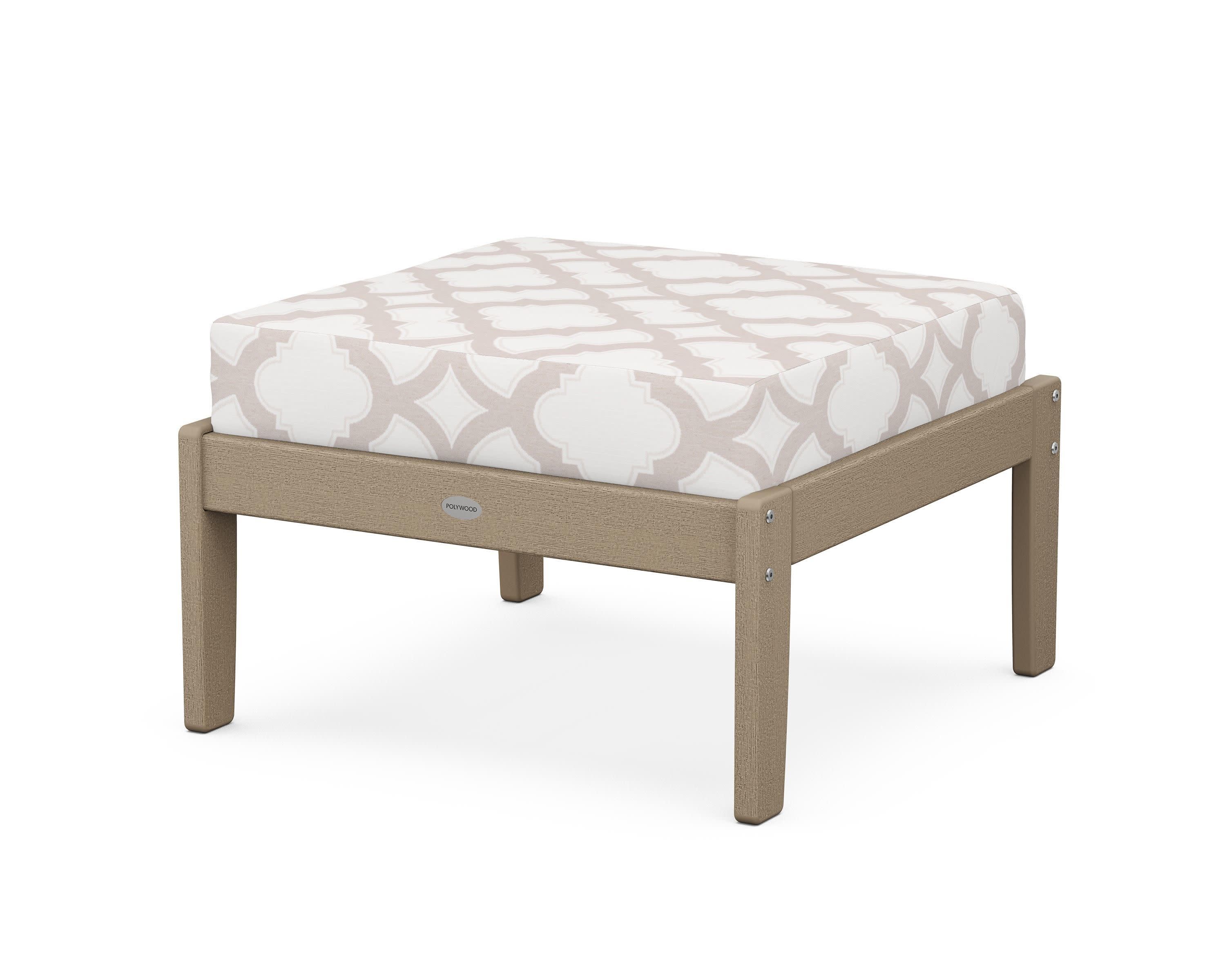Braxton Deep Seating Ottoman in Vintage Sahara / Trellis Dune Burlap