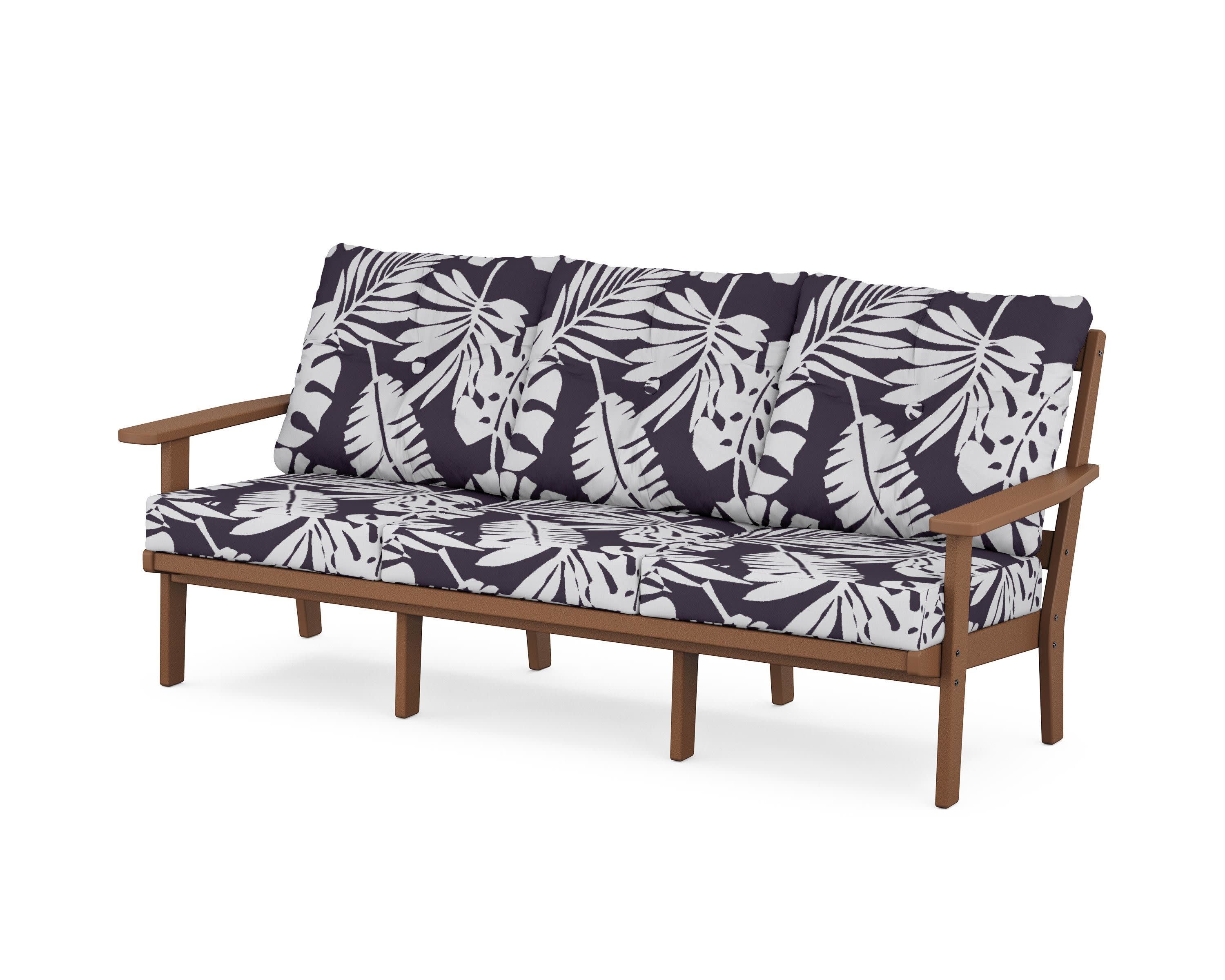 PrairieDeep Seating Sofa in Teak / Leaf Navy