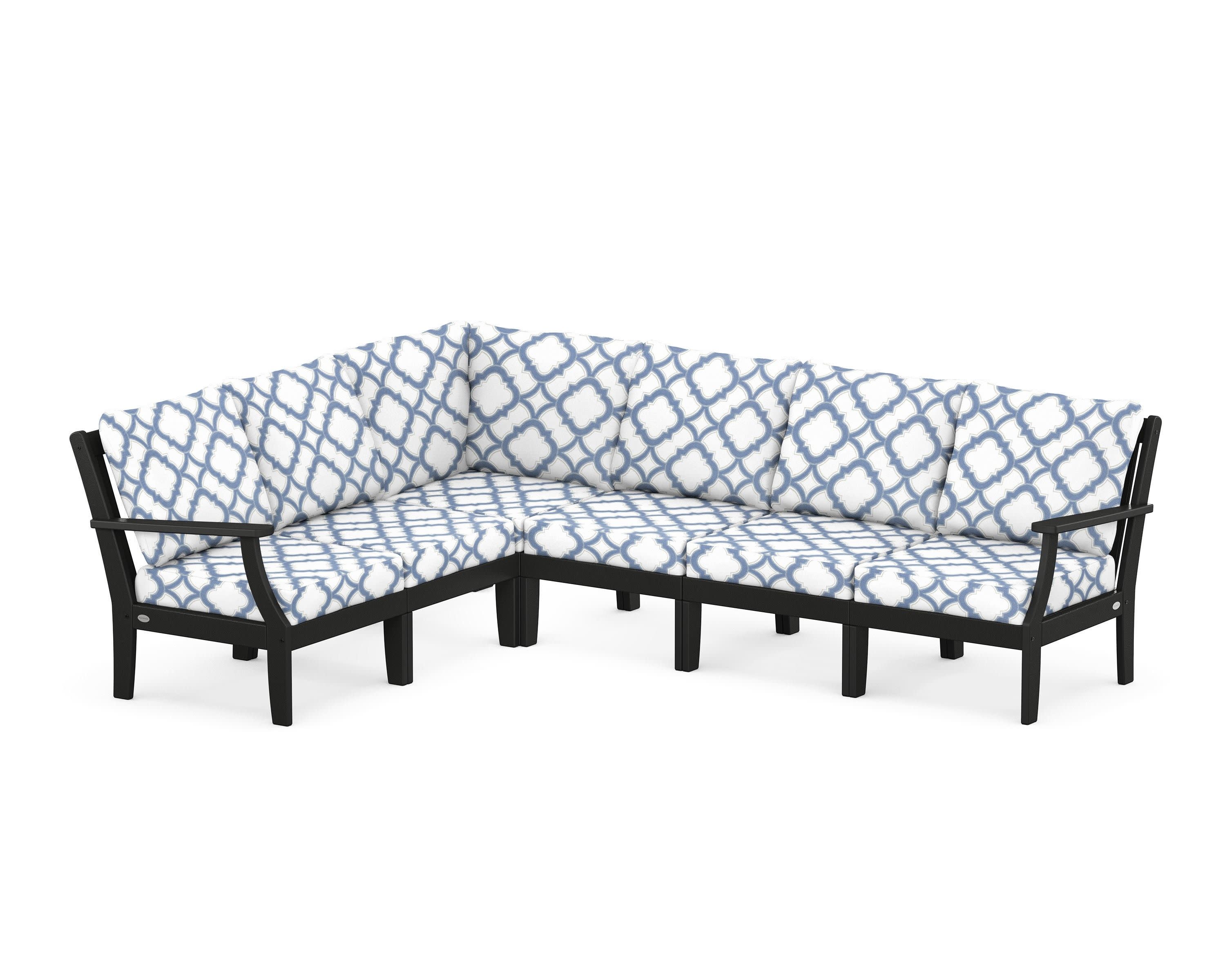 Braxton Modular 6-Piece Deep Seating Set in Black / Trellis Sky Blue