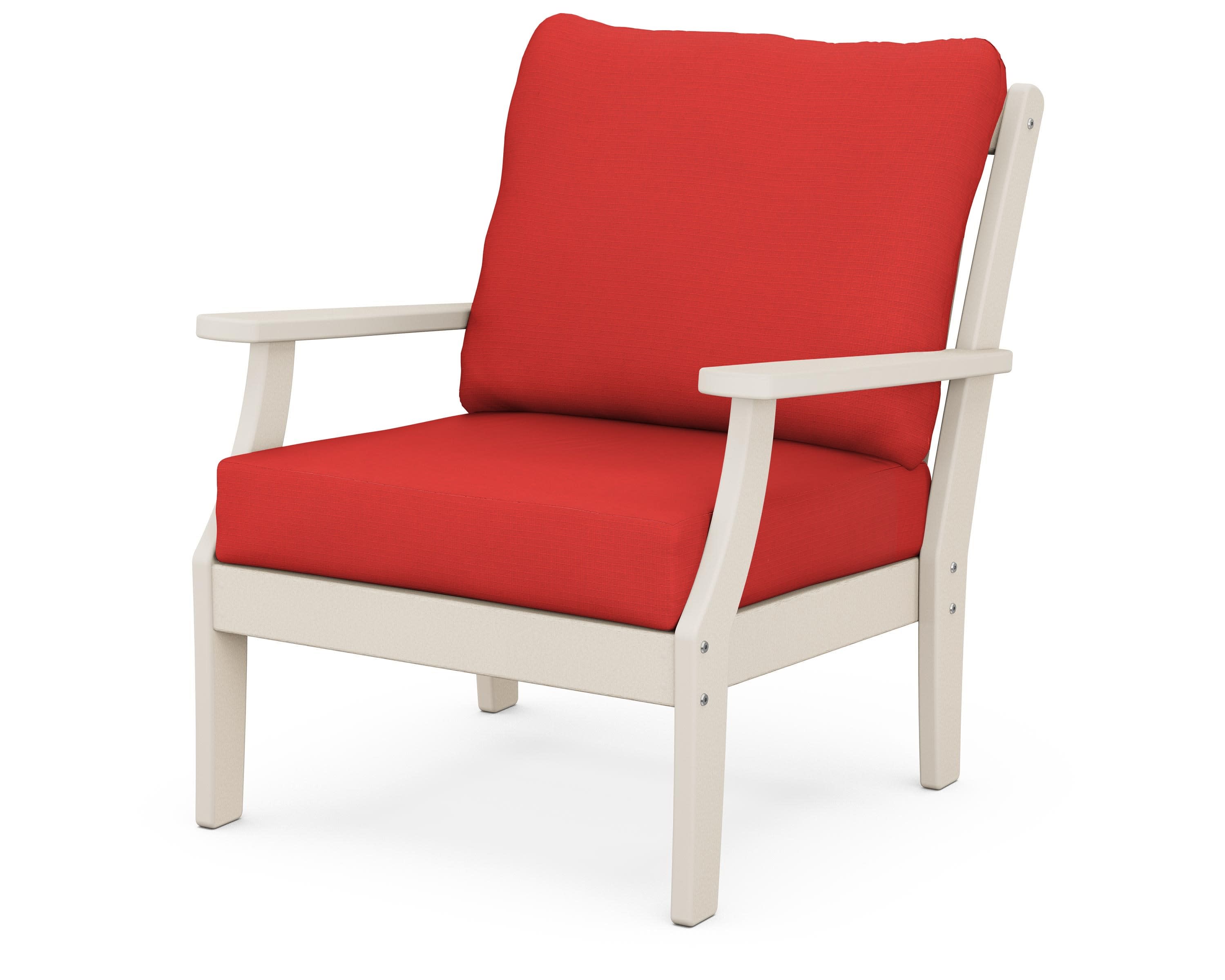Braxton Deep Seating Chair in Sand / Crimson Linen