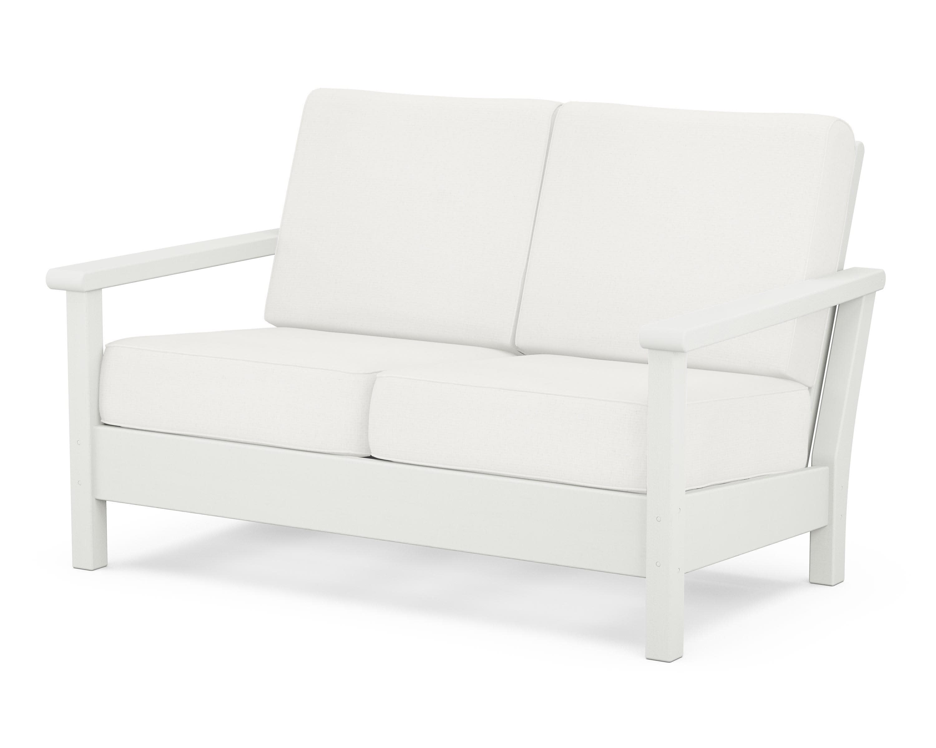 Harbour Deep Seating Loveseat in Vintage White / Natural Linen