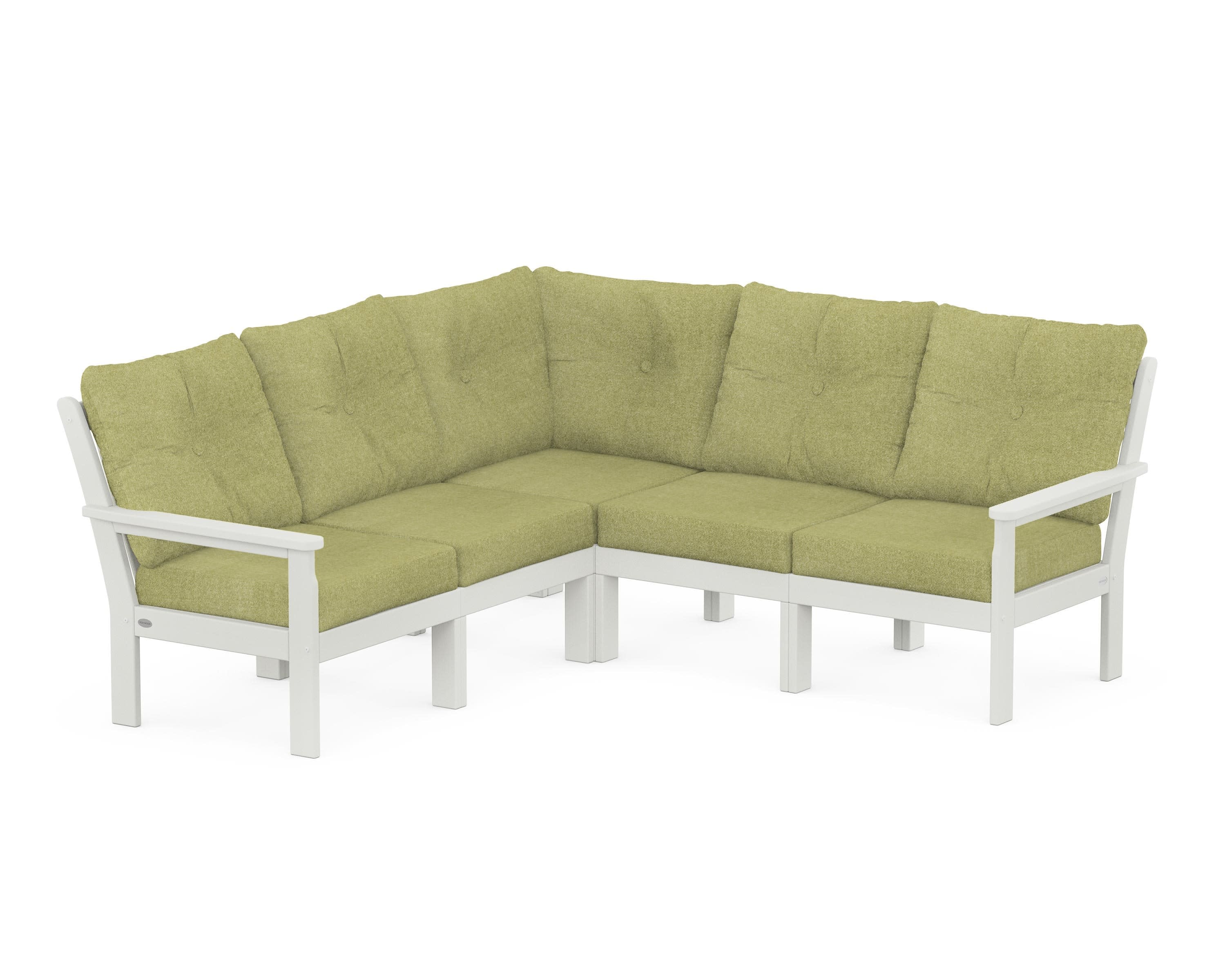 Vineyard 5-Piece Sectional in Vintage White / Chartreuse Boucle