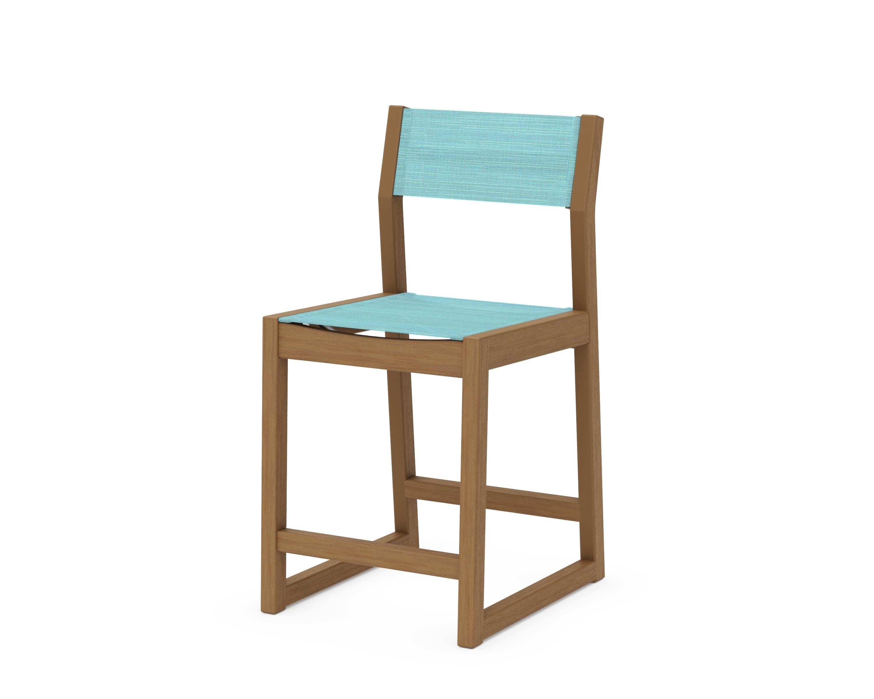 EDGE Sling Counter Side Chair in Natural / Dupioni Aquamarine Sling