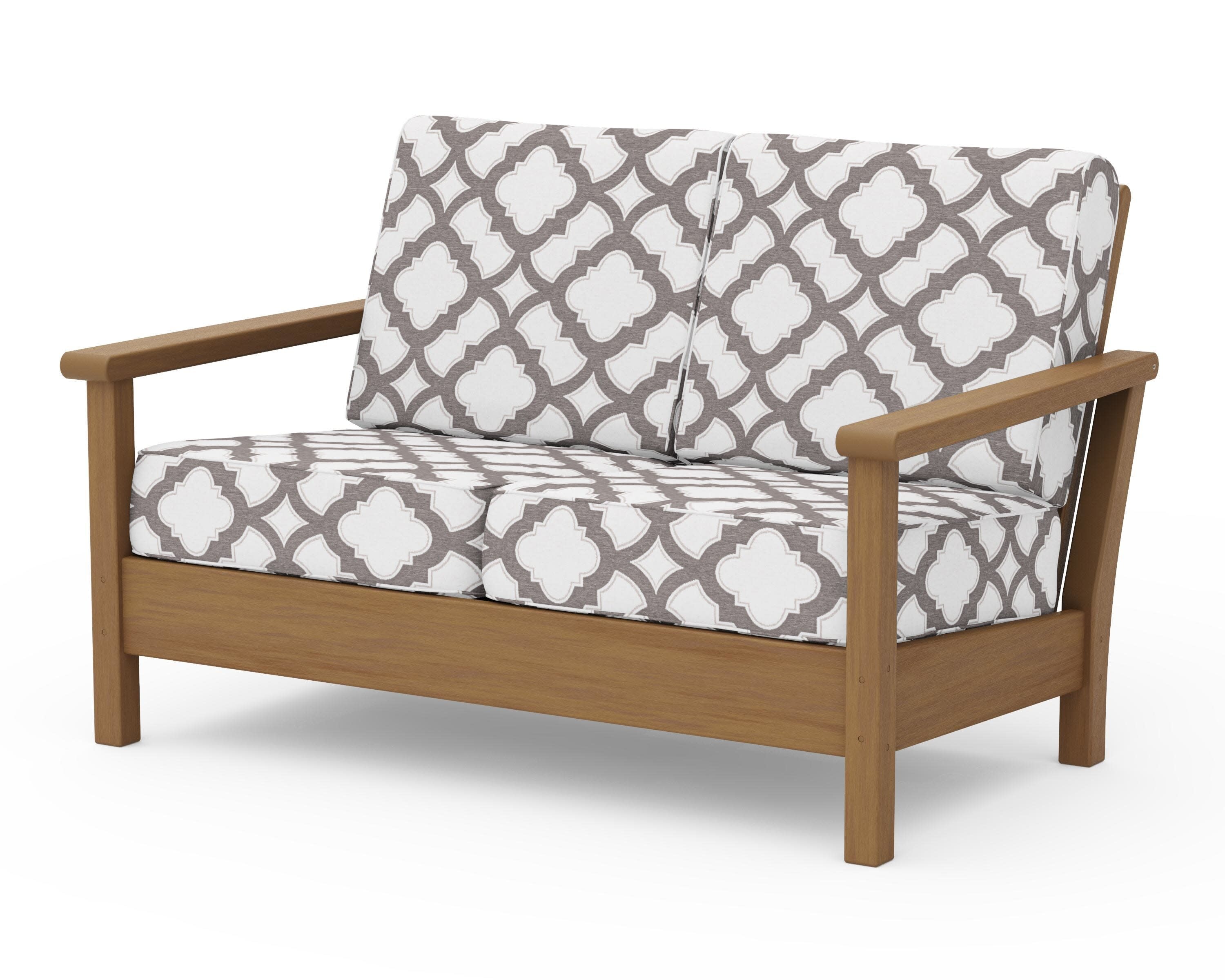 Harbour Deep Seating Loveseat in Natural / Trellis Grey Mist