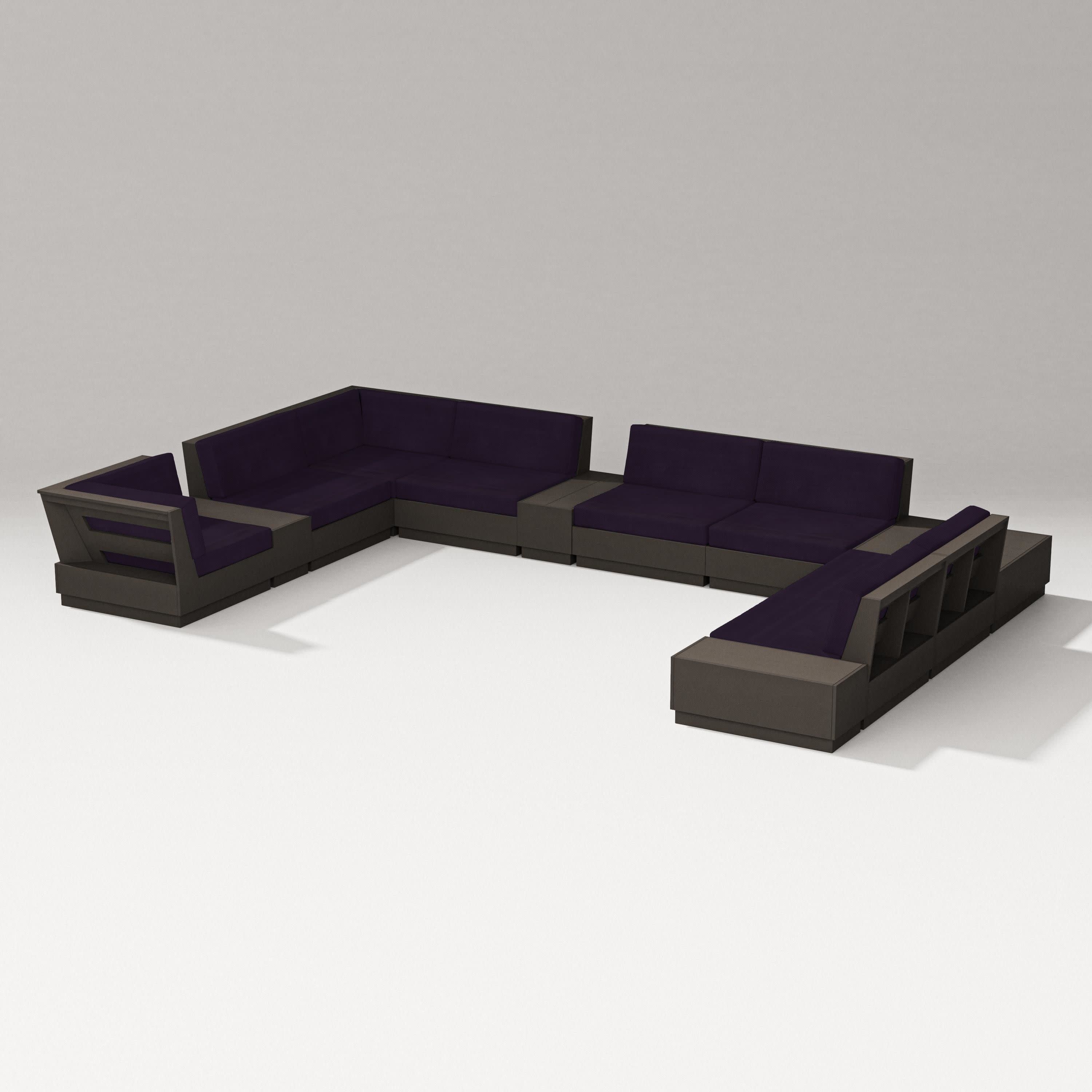 Elevate 12-Piece Conversation Sectional Set in Vintage Coffee / Navy Linen