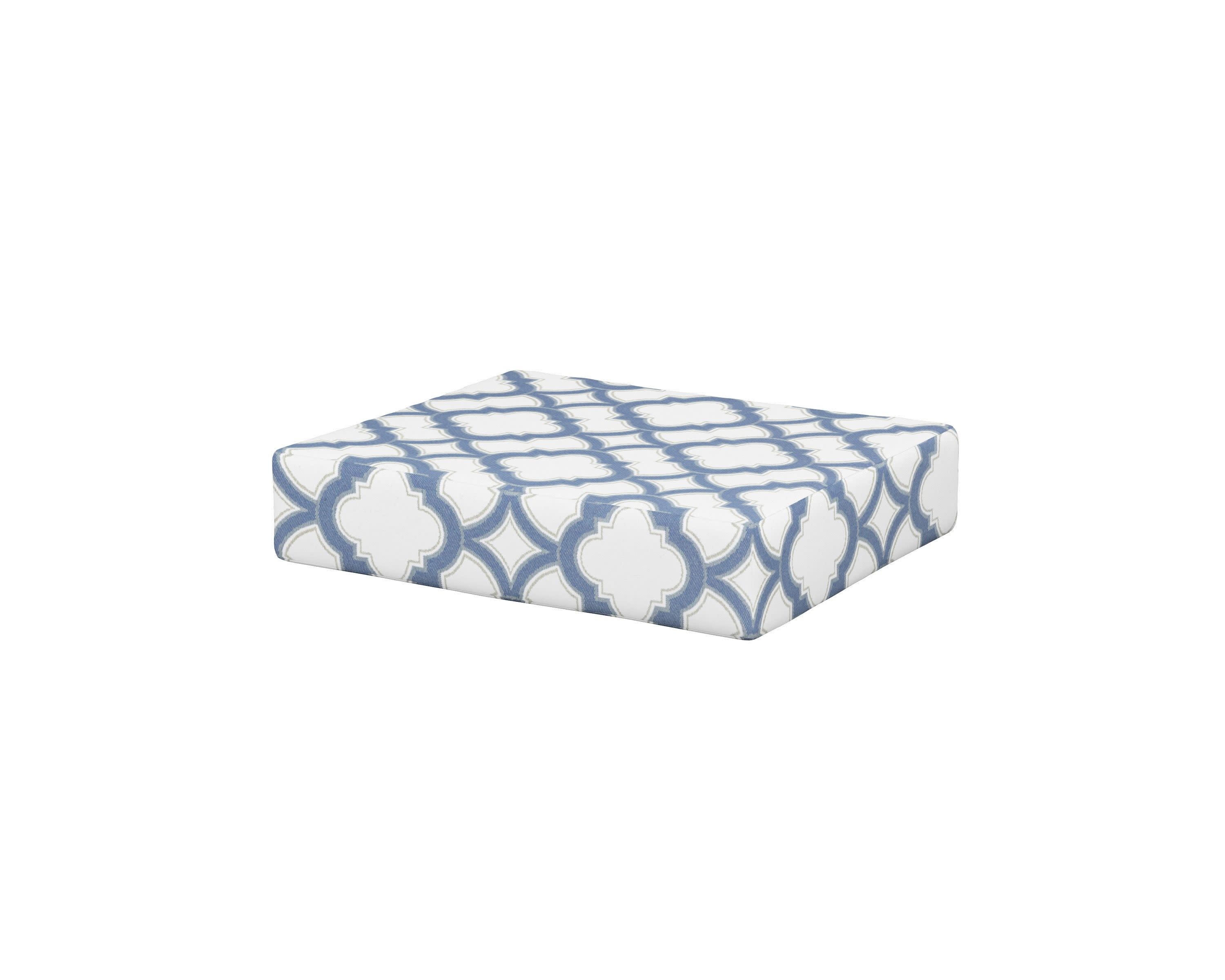 Acadia Ottoman Cushion in Trellis Sky Blue