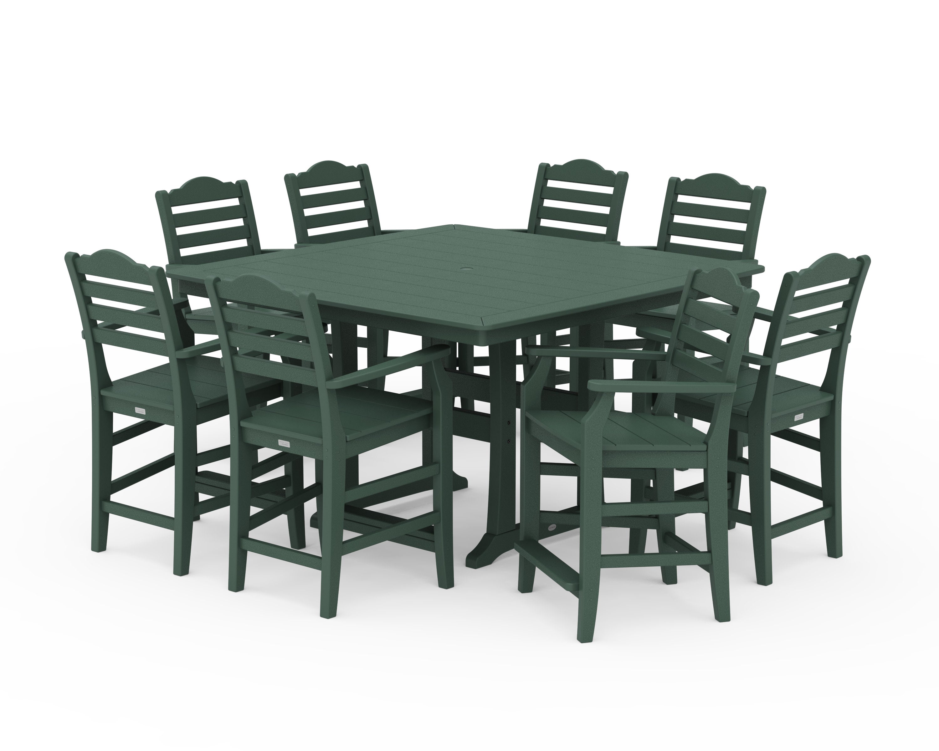 Savannah 9-Piece Square Counter Set with Trestle Legs in Green