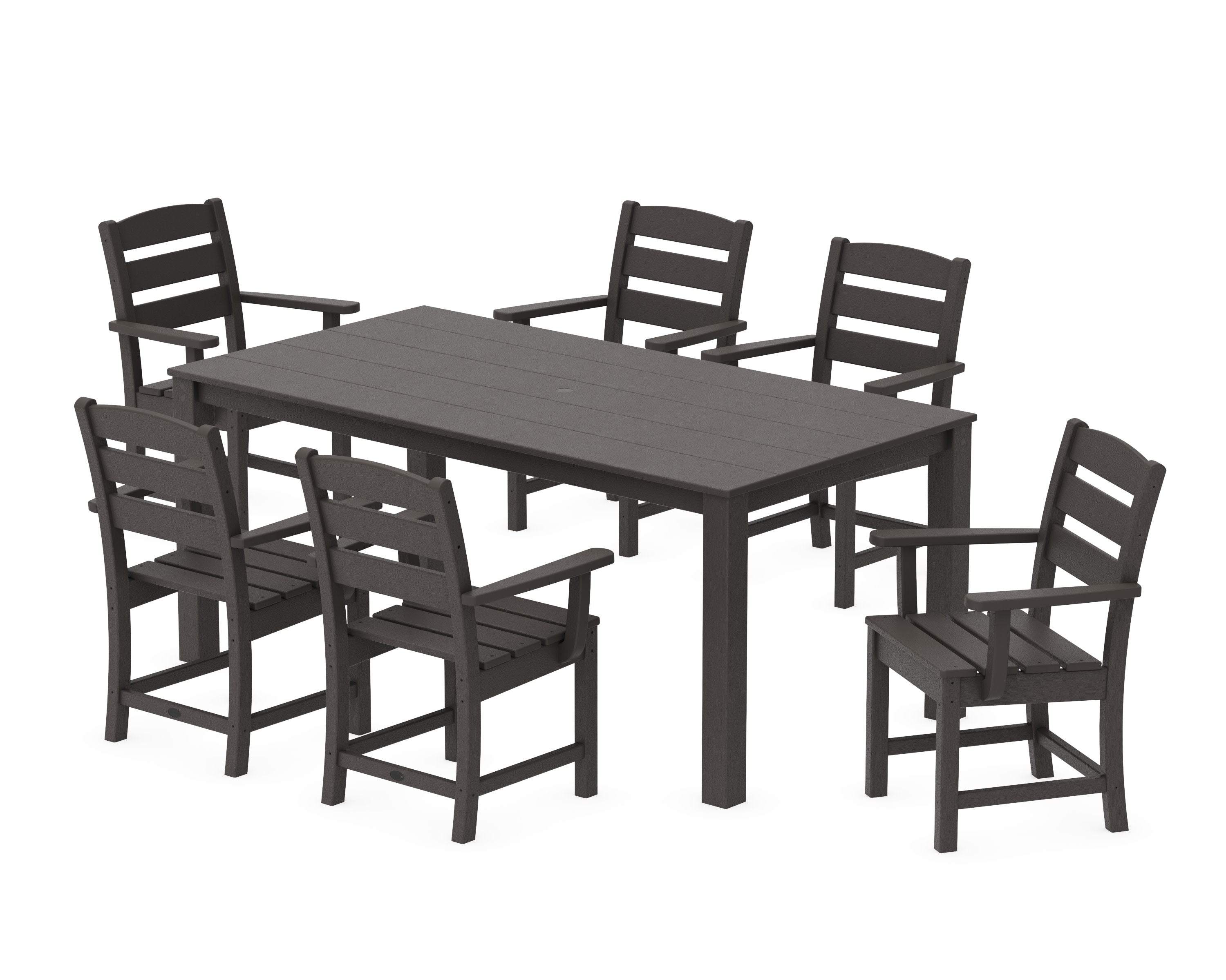 Lakeside Arm Chair 7-Piece Parsons Dining Set in Vintage Coffee