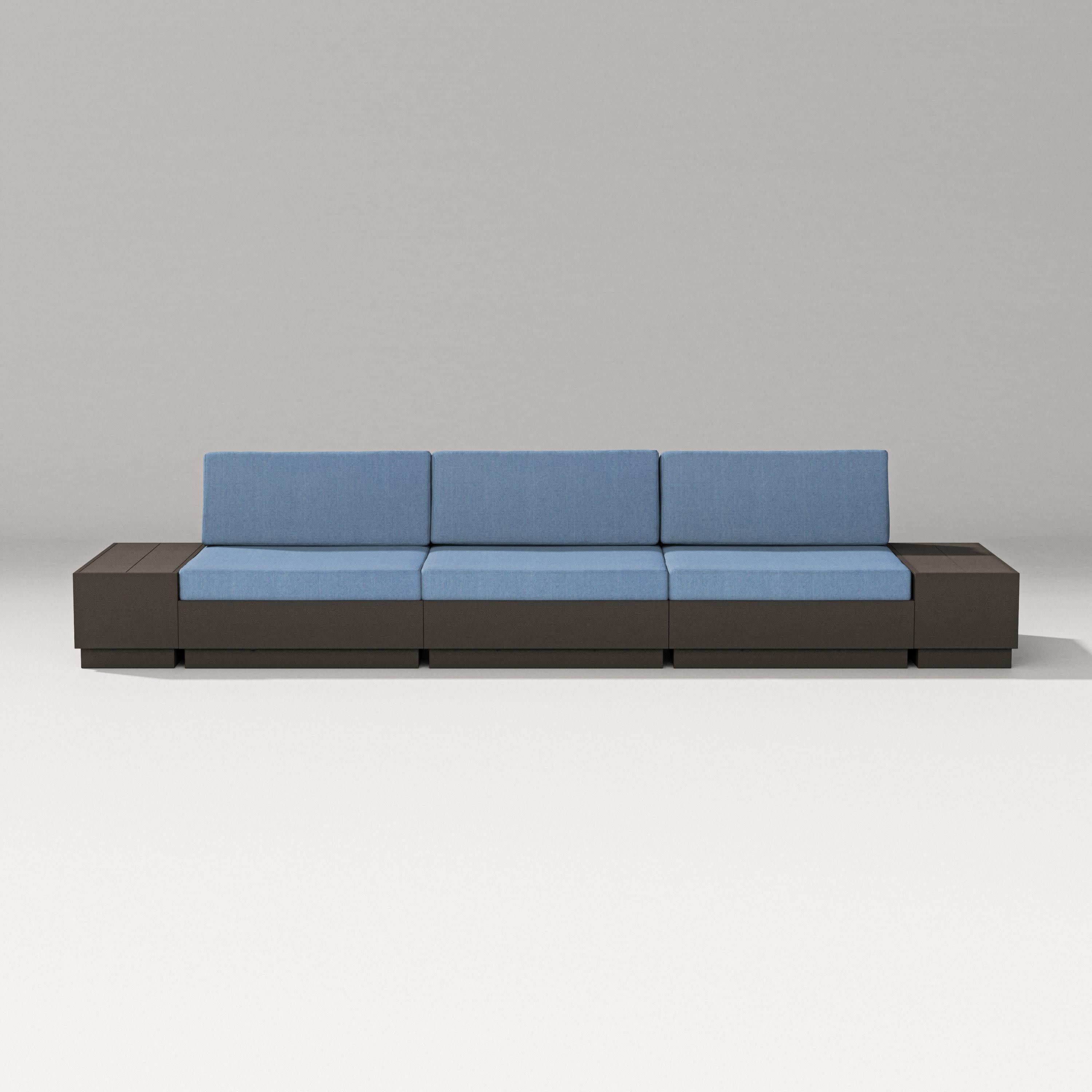 Elevate Straight Sectional in Vintage Coffee / Sky Blue