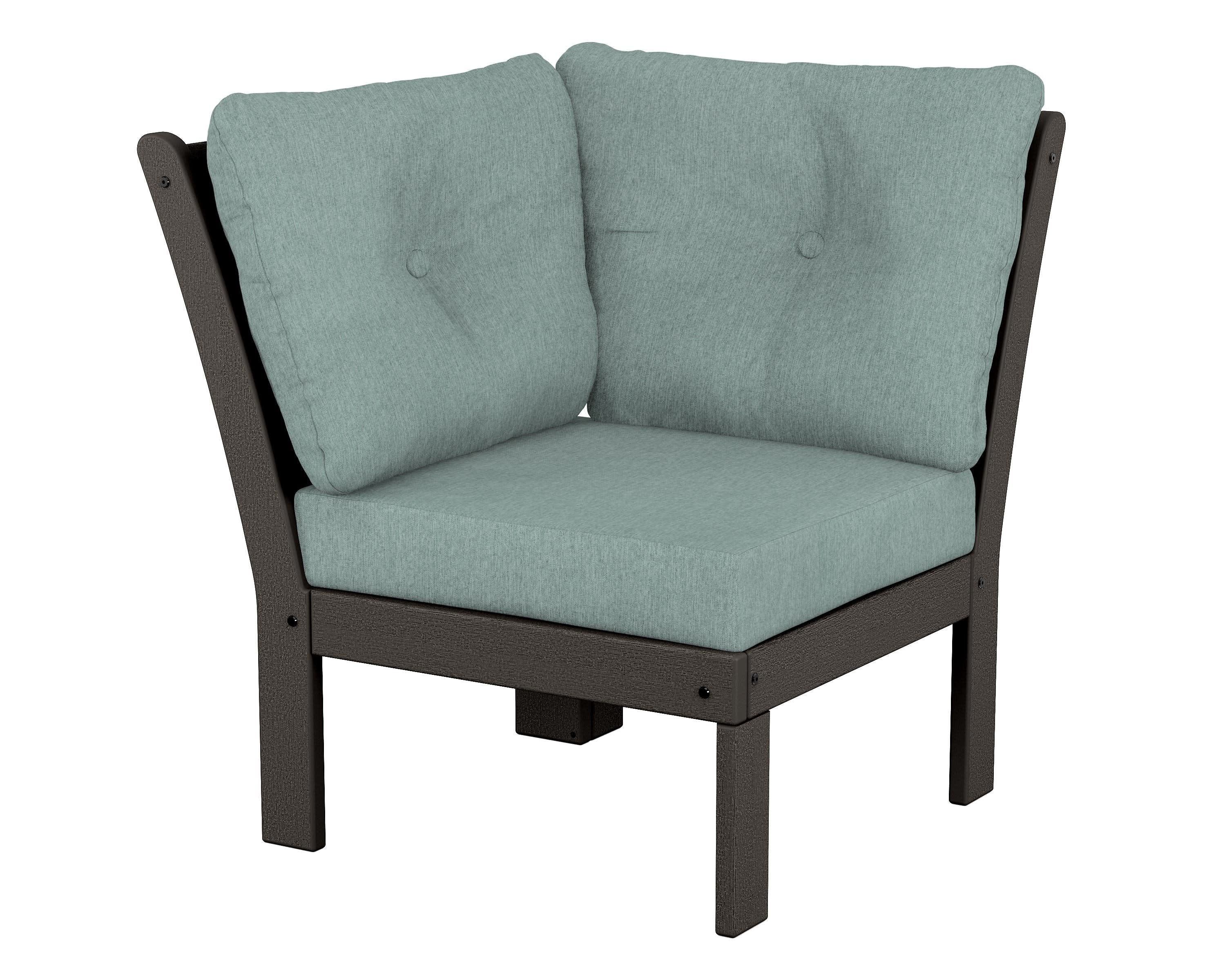 Vineyard Modular Corner Chair in Vintage Coffee / Glacier Spa