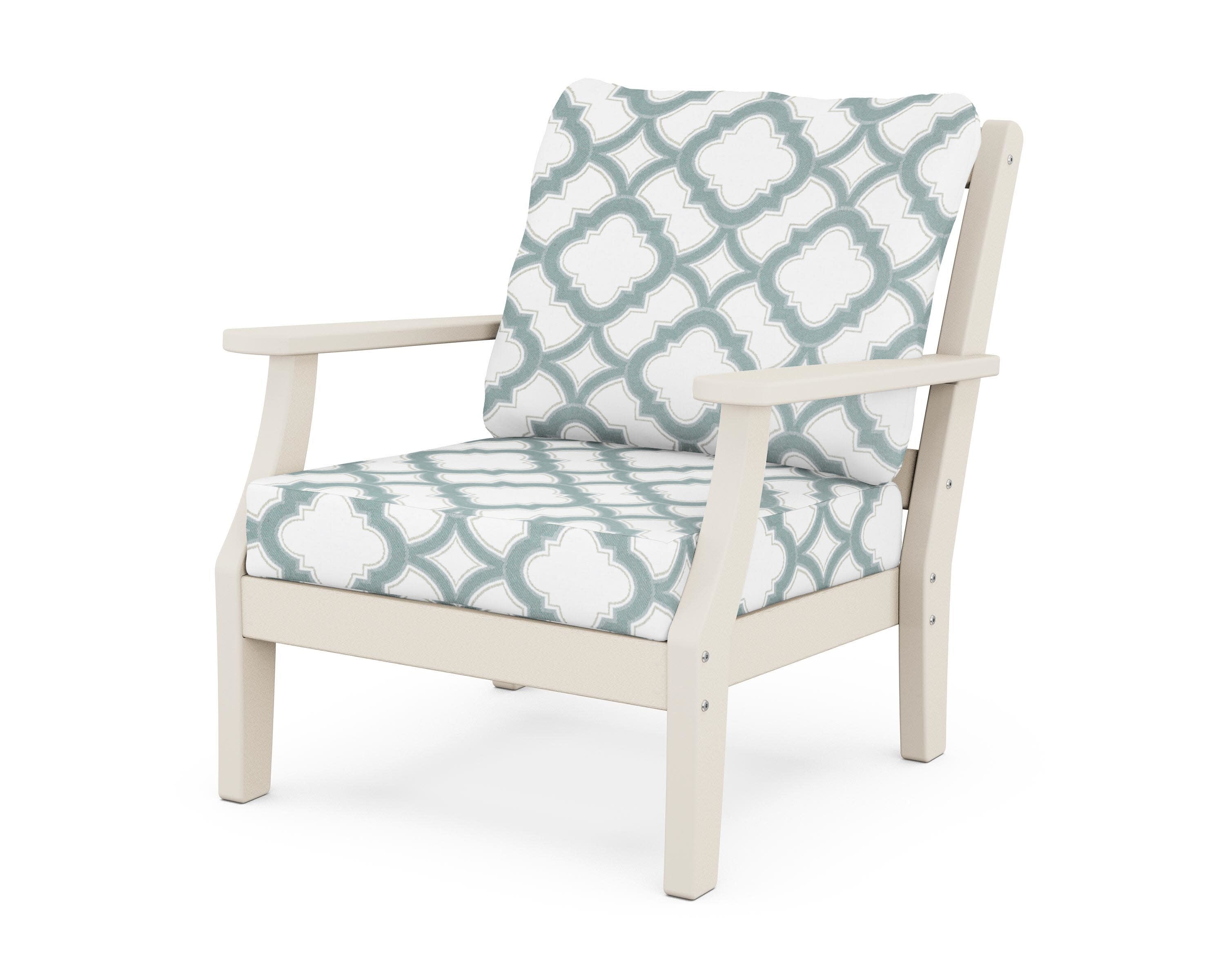 Chinoiserie Deep Seating Chair in Sand / Trellis Glacier Spa