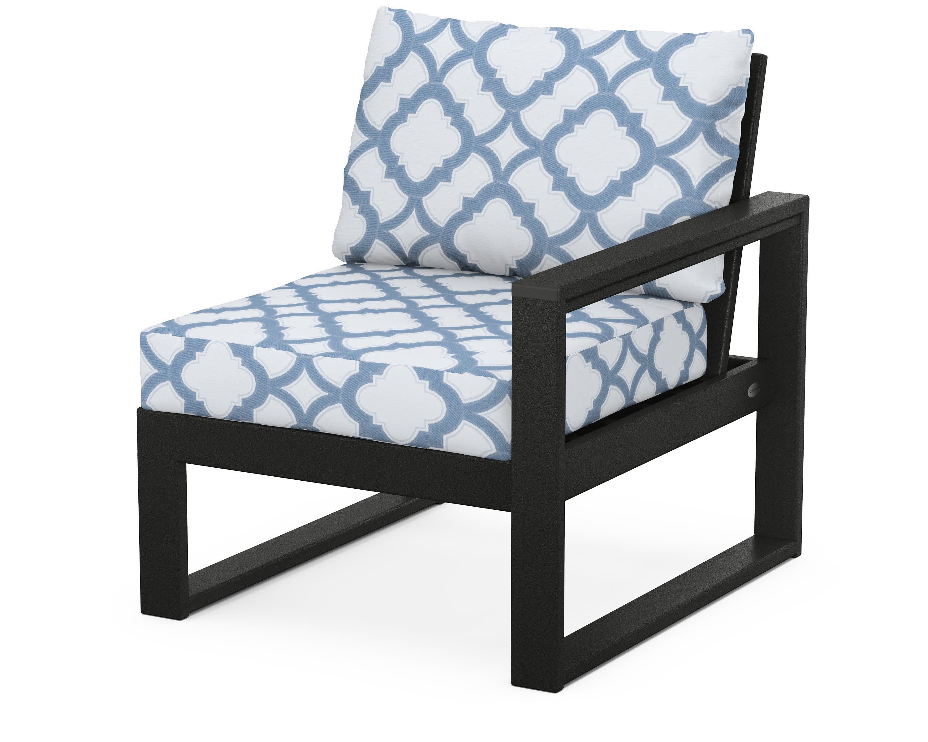 EDGE Modular Right Arm Chair in Black / Trellis Sky Blue