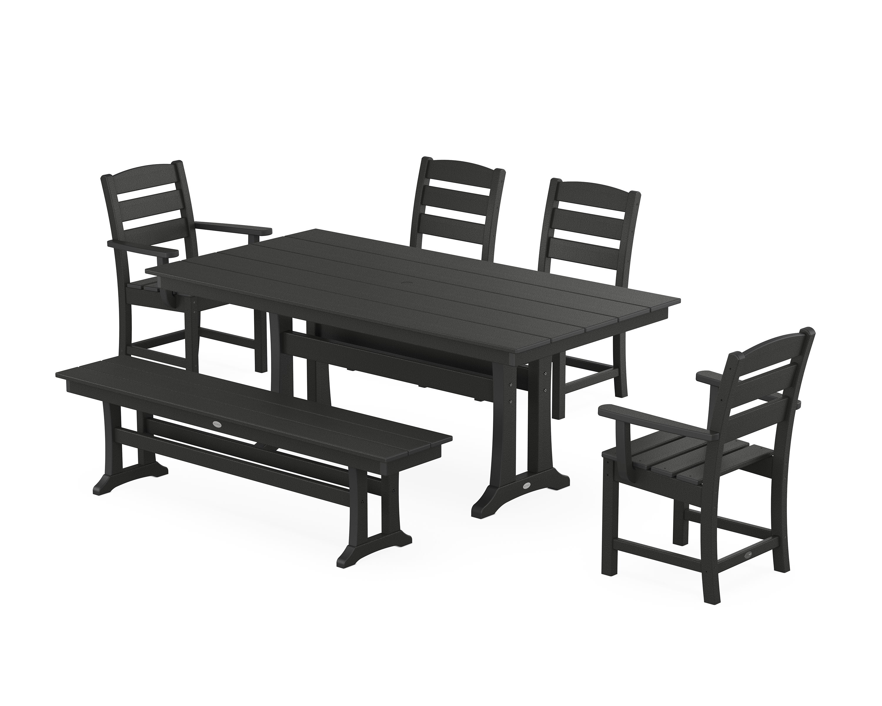 Lakeside 6-Piece Farmhouse Dining Set With Trestle Legs in Black